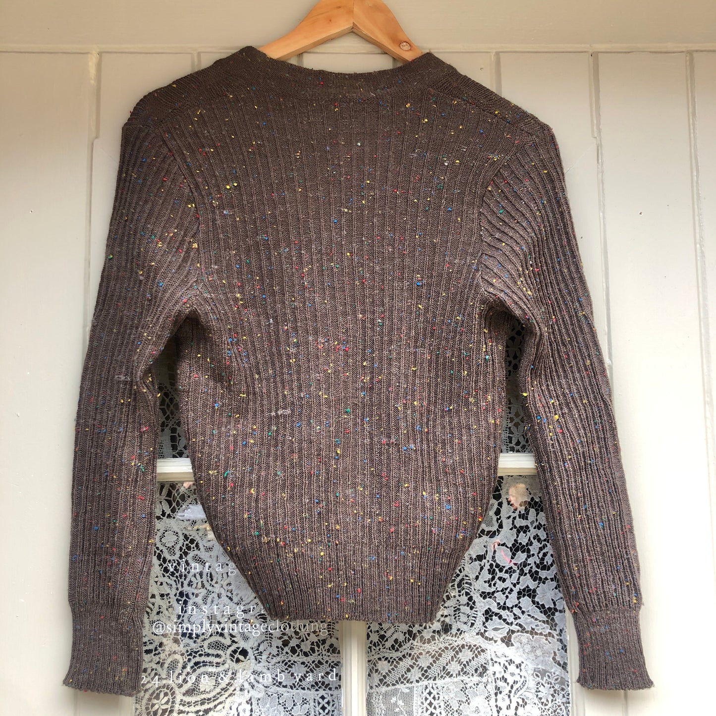 1970s Brown Knitted Speck Cardigan Jumper