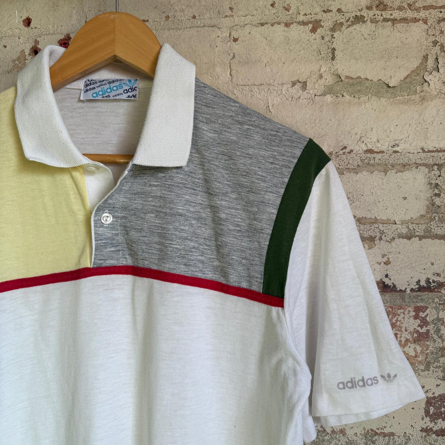 1980s White Tennis Adidas Polo Shirt