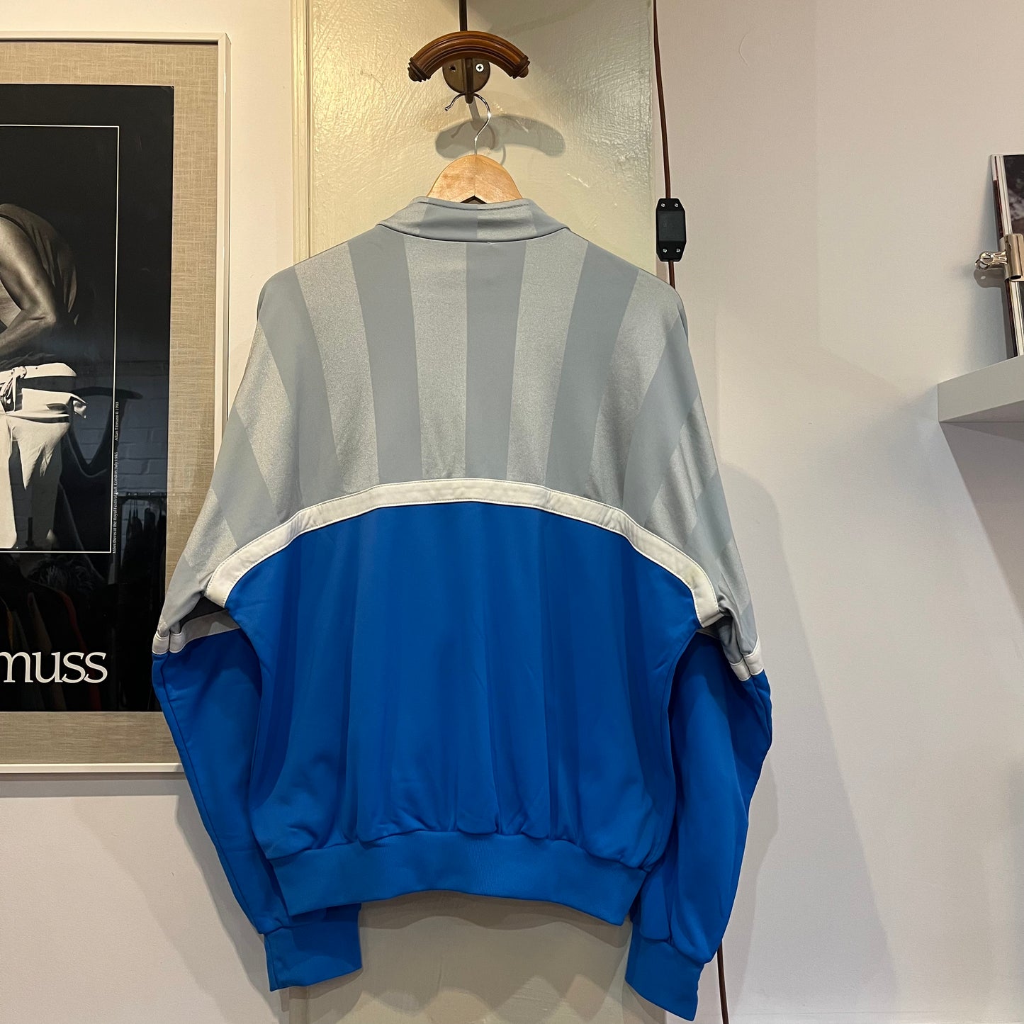 1980s Grey and Blue Track Top