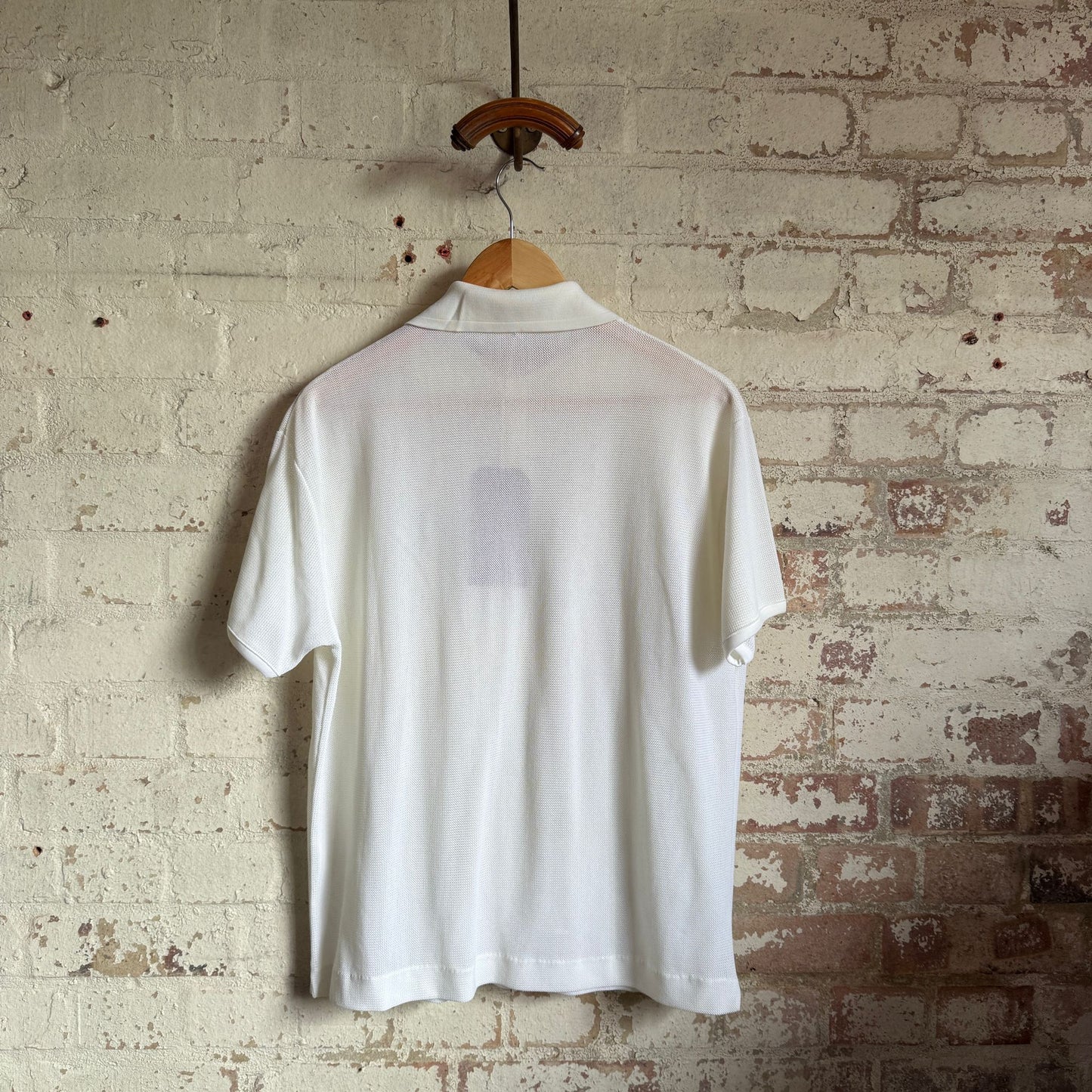 1980s White Netting Polo Shirt Top