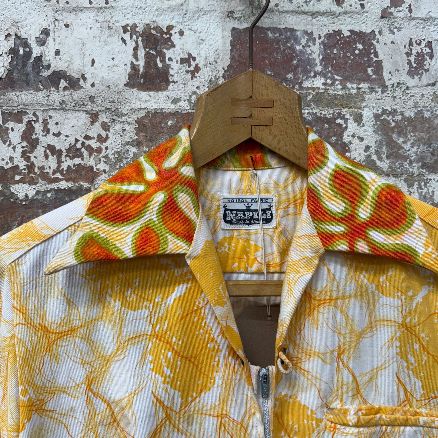 1960s Yellow Hawaiian Zip Shirt