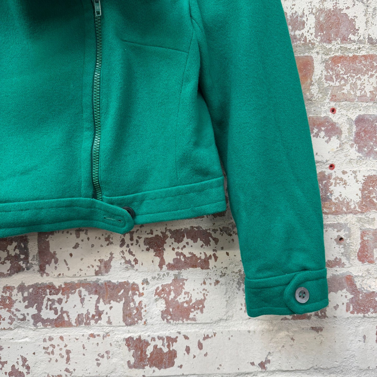 1970s Green Biker Style Cropped Jacket