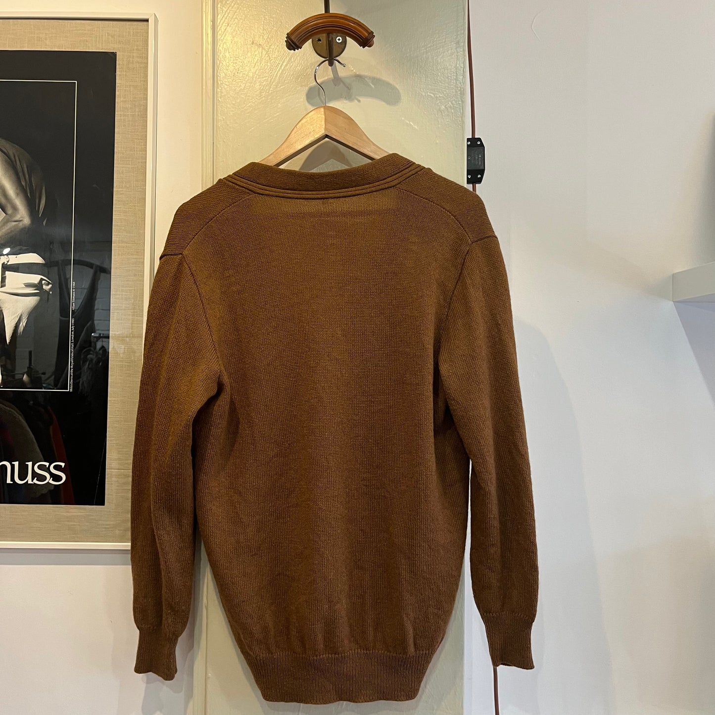 1980s Italian Brown Wool Knitted Cardigan Jumper