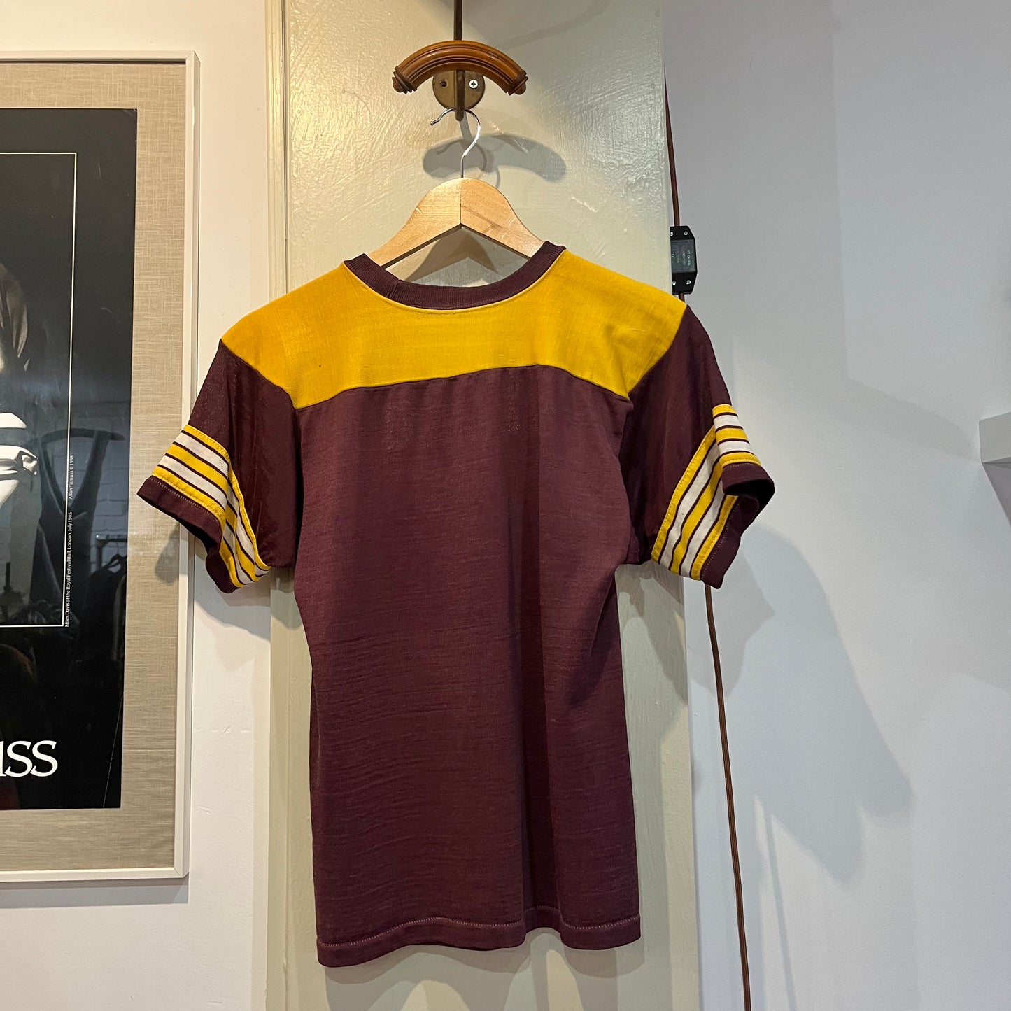1960s Maroon and Mustard rayon Sports T-Shirt