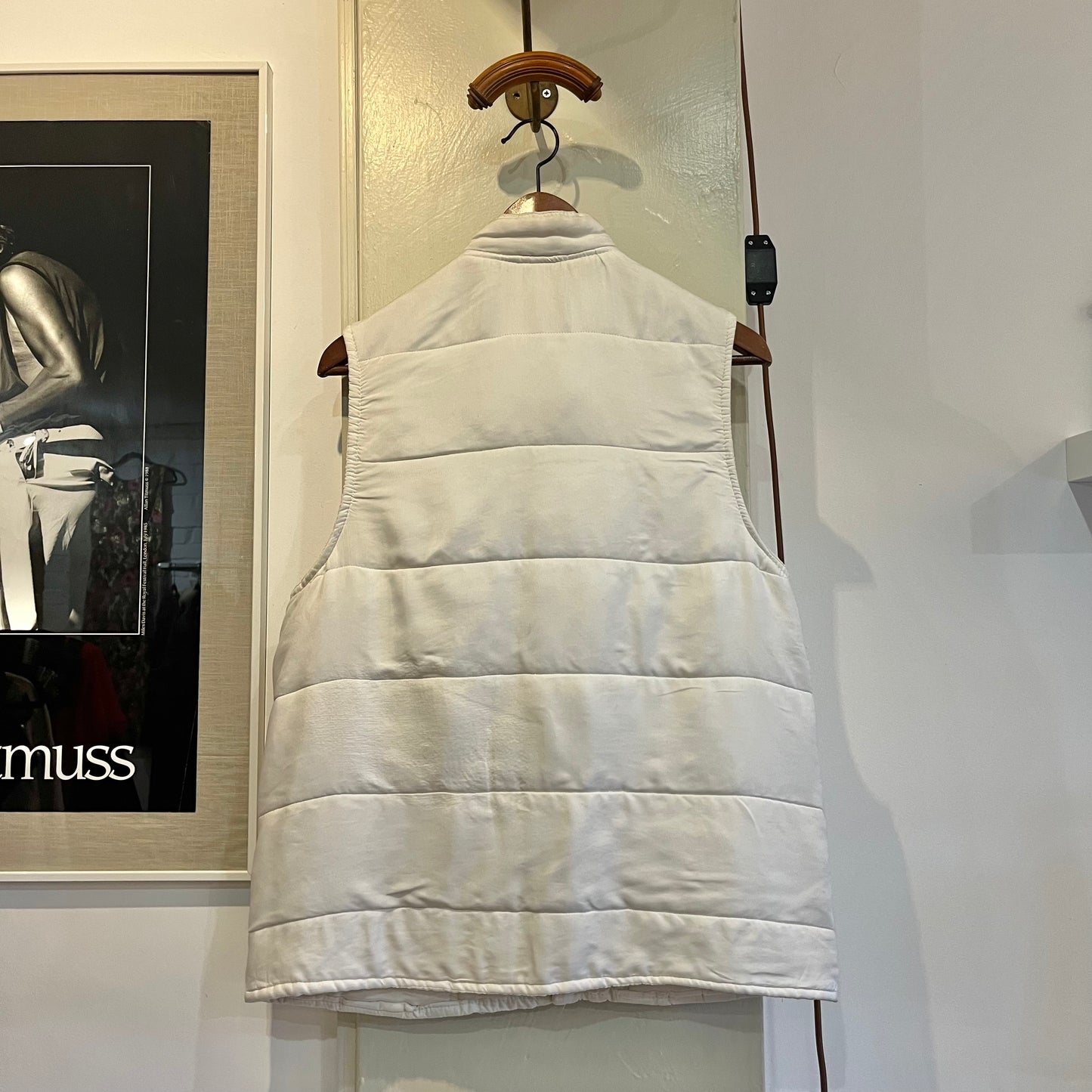 1980s White Ellesse Puffer Gilet Jacket