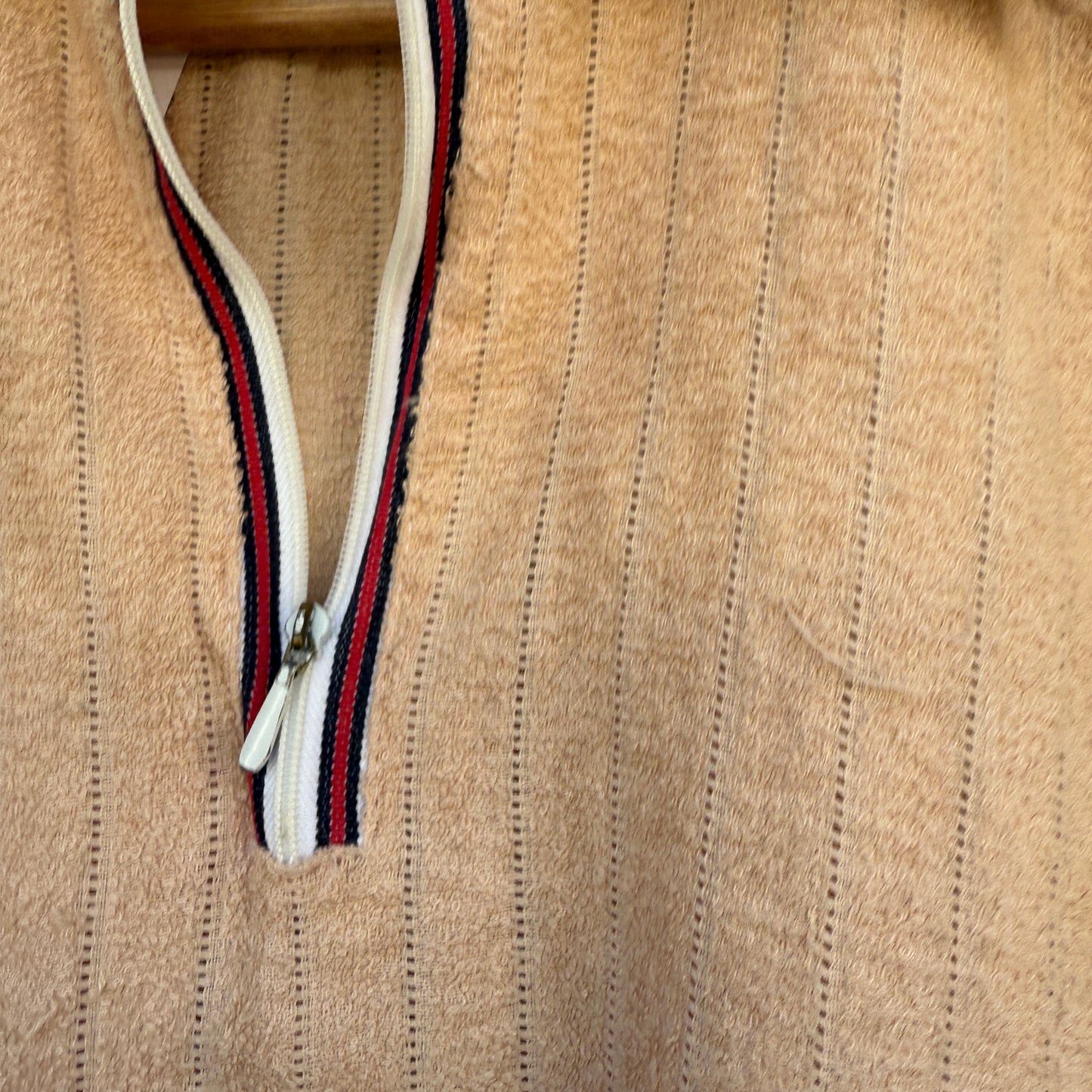 1970s Beige Towelling Zip Italian Shirt