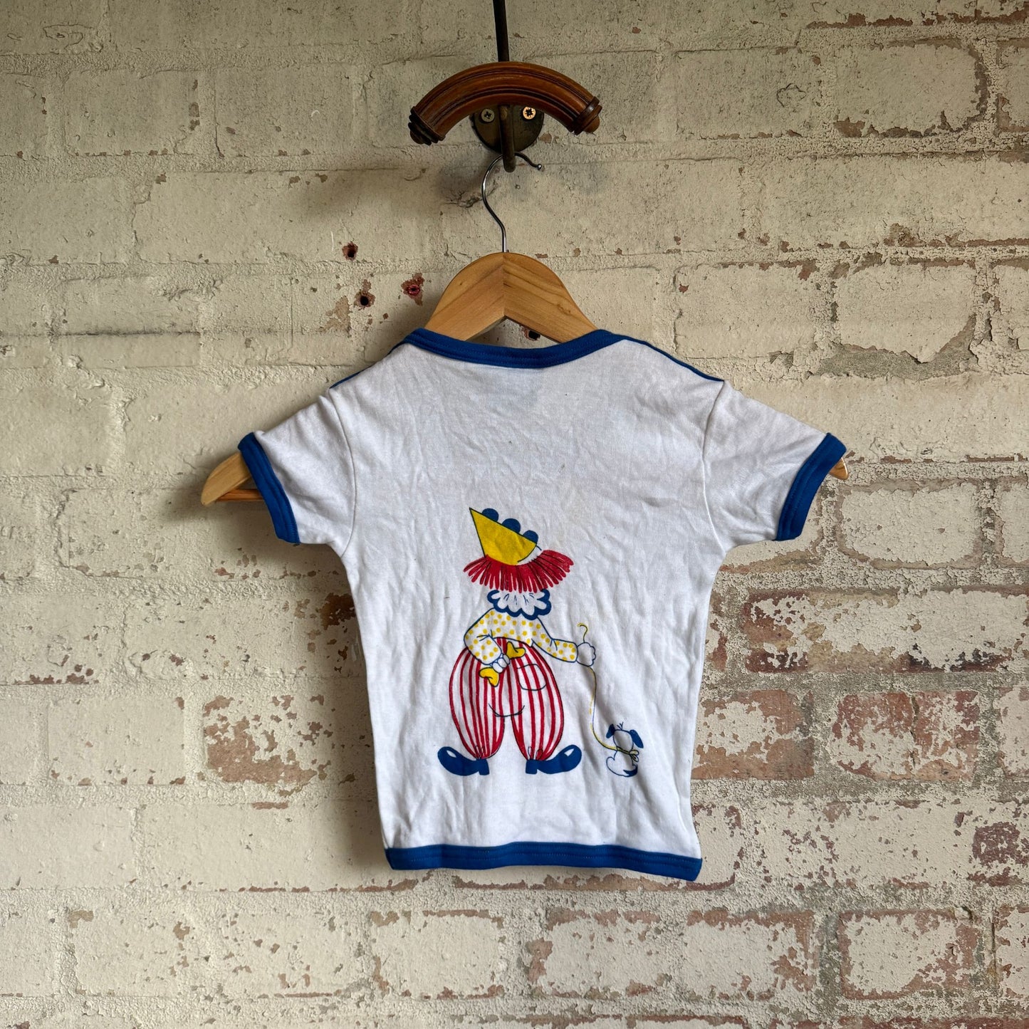 1970s White Clown Graphic Kids T-shirt