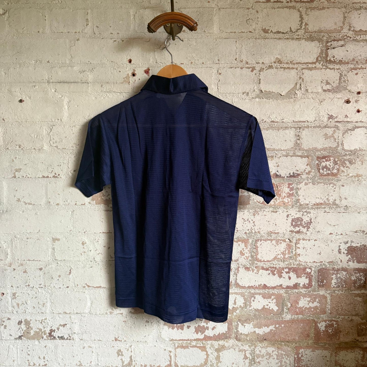 1960s Navy Mesh Knitted Italian Shirt
