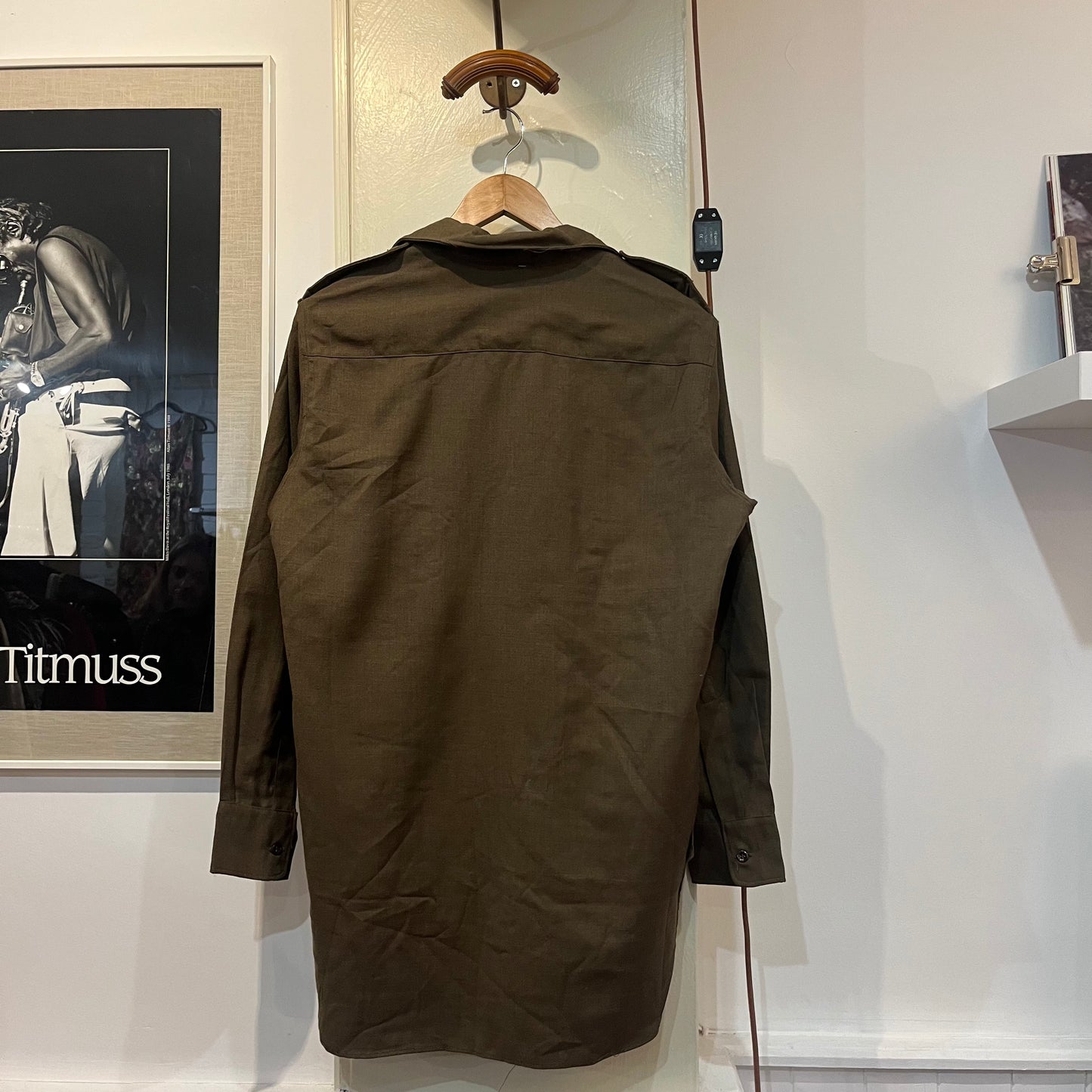 Dark Green Button Down Military Shirt