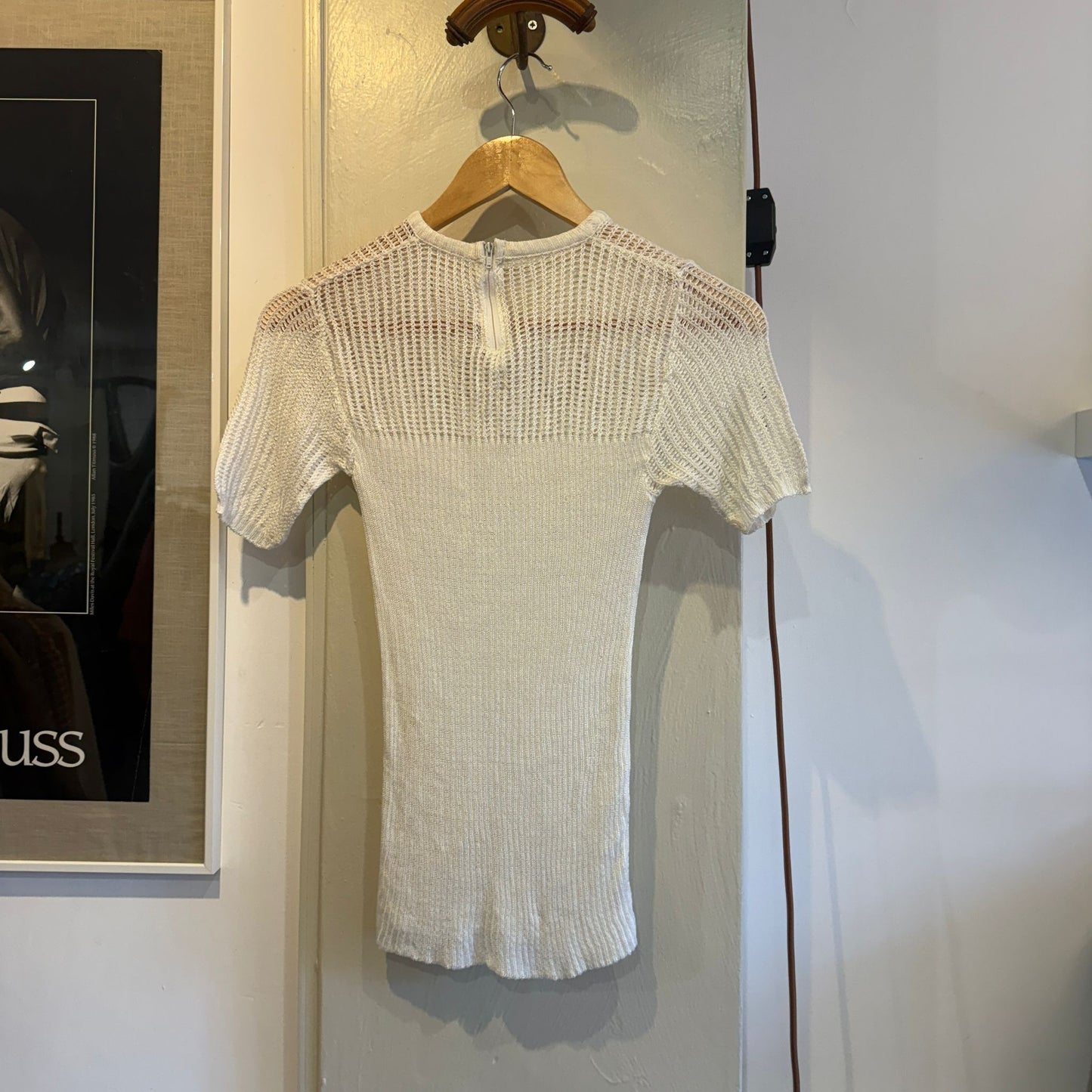 1960s 1970s White Unusual Knitted T-Shirt Top
