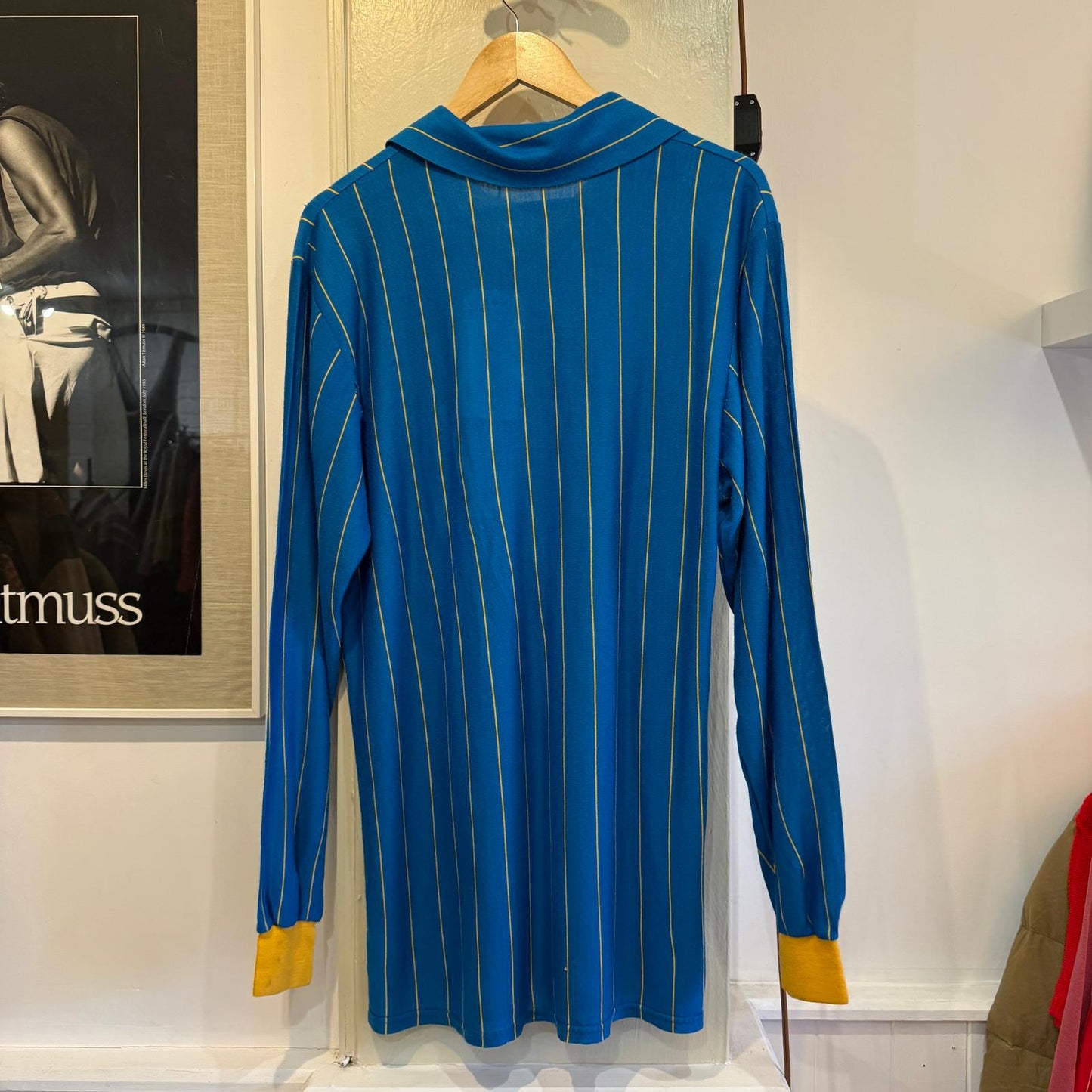 1970s Blue Striped Football Template Top