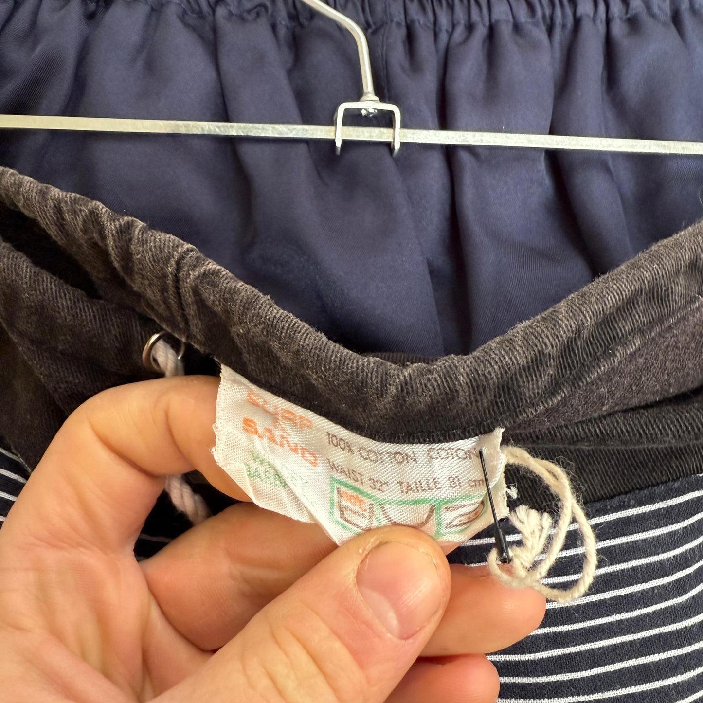 1980s Black Striped Board Shorts