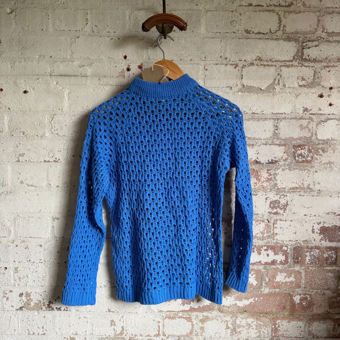 1970s Blue Mesh Knitted Jumper