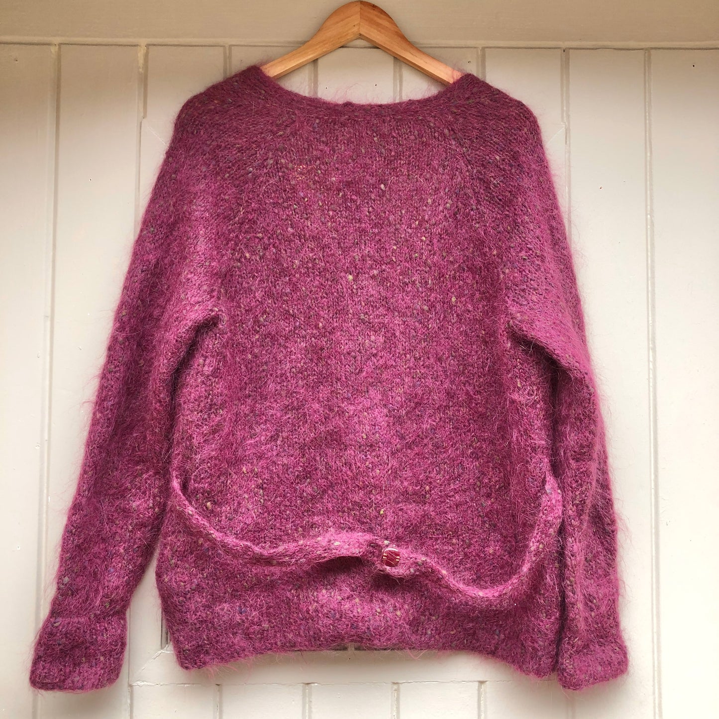 1970s Maroon Mohair Knitted Cardigan Jumper