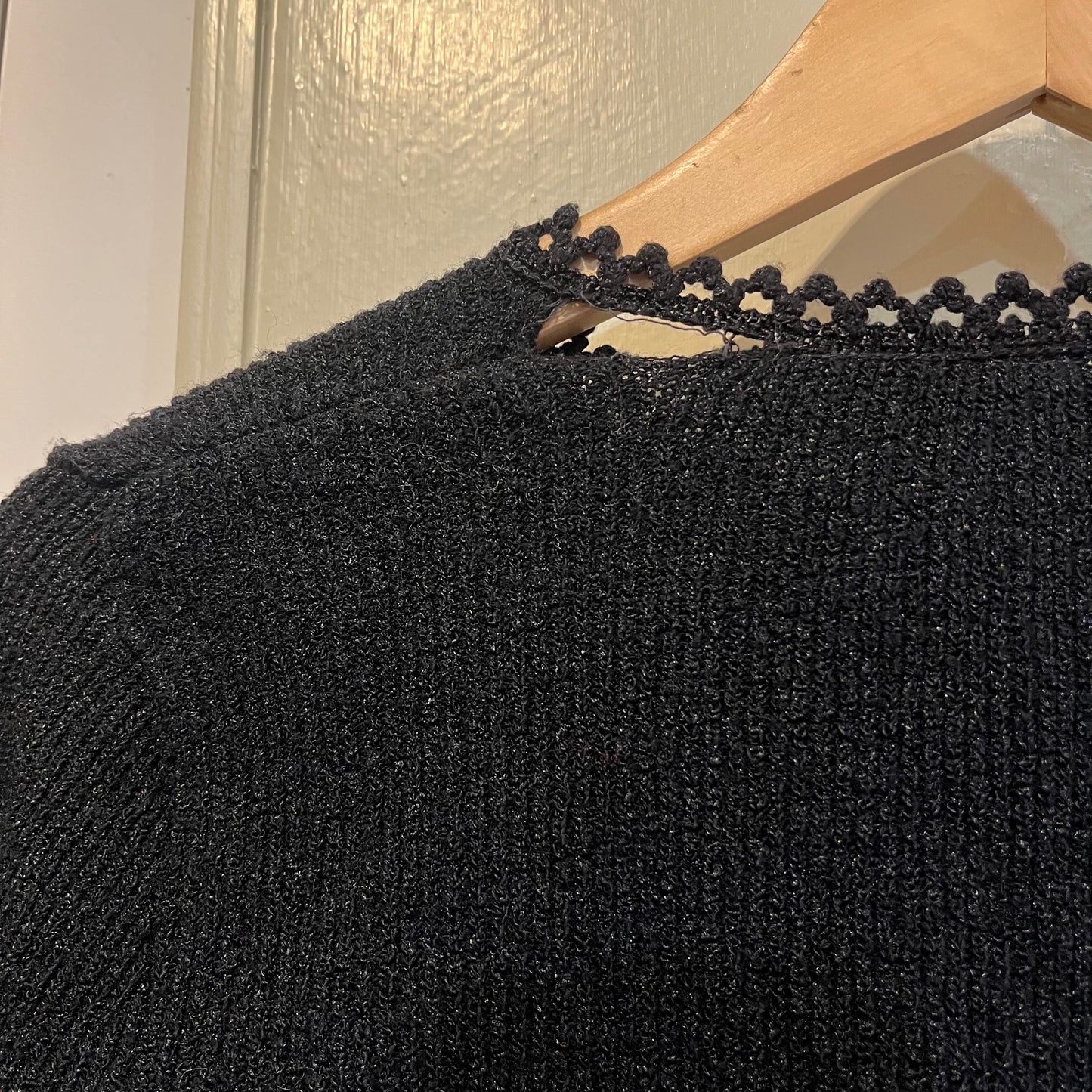 1970s Black Button Up Knitted Cardigan Jumper