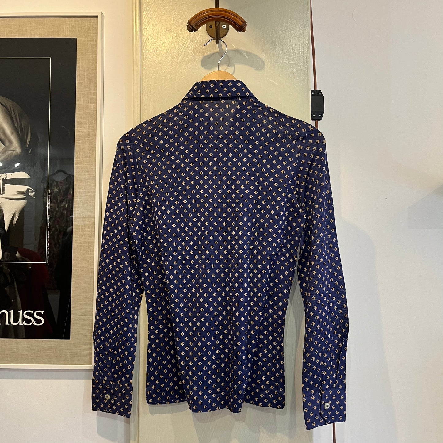 1970s Patterned Dagger Collar Shirt