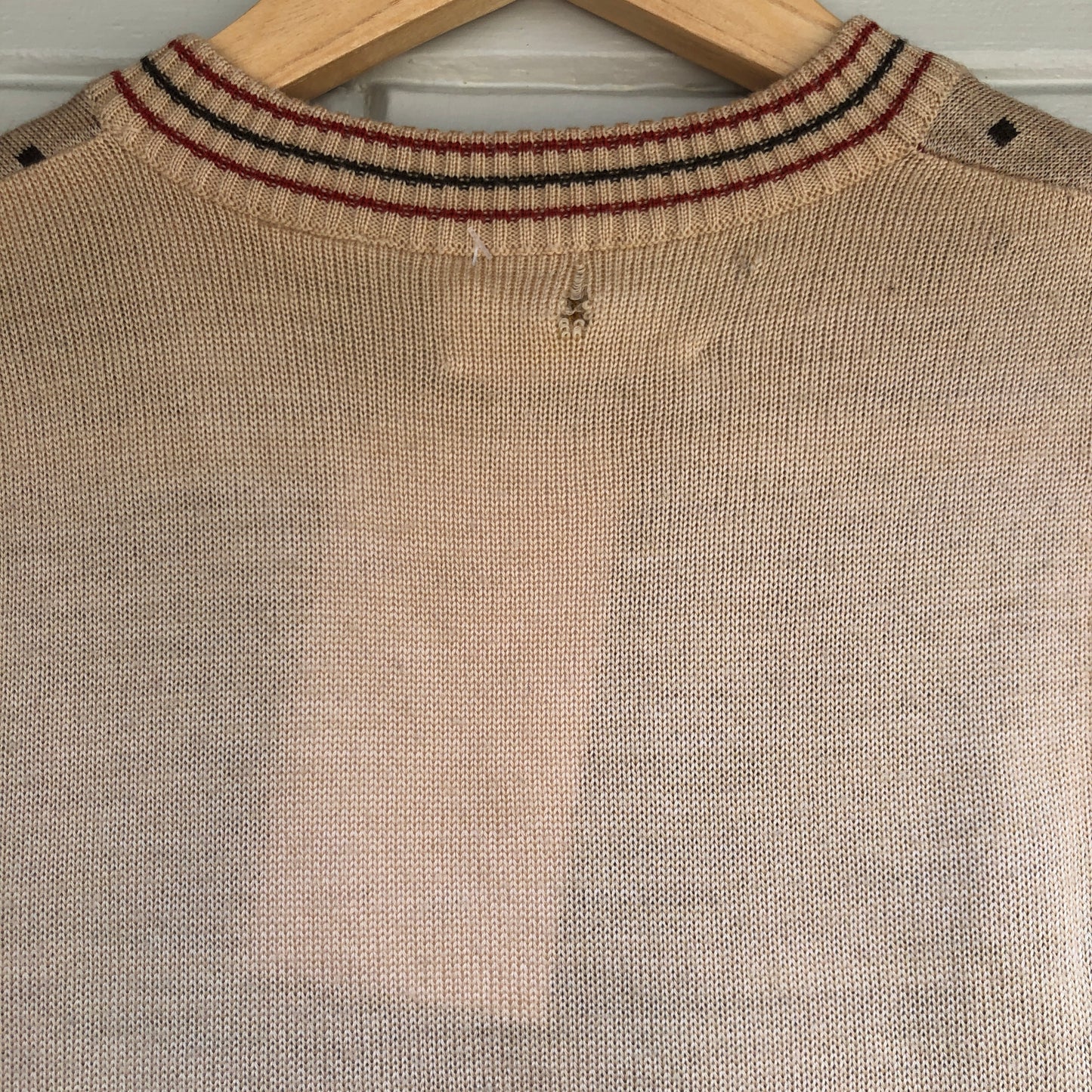1970s Beige Patterned Tank Top Sweater Vest