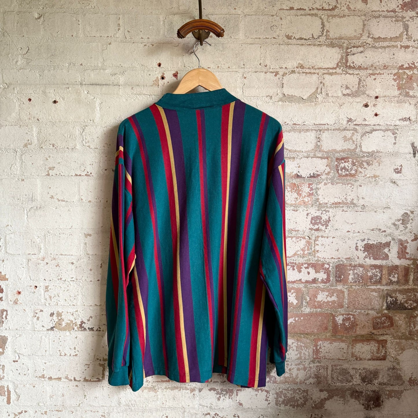 1980s Multicoloured Mock Neck Stripe Top