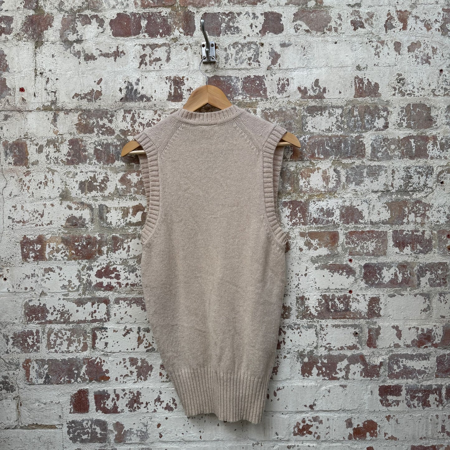 1970s Biege St Michael Knitted Tank Top Sweater Vest