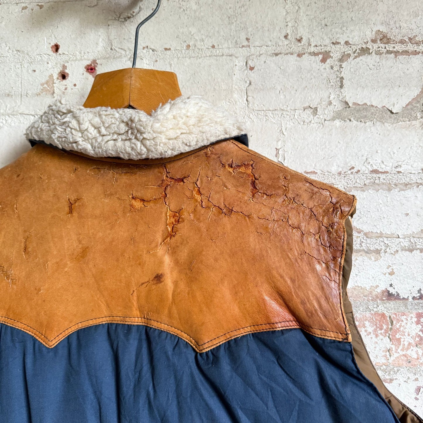 1970s American Outback Nylon / Leather Puffer Gilet