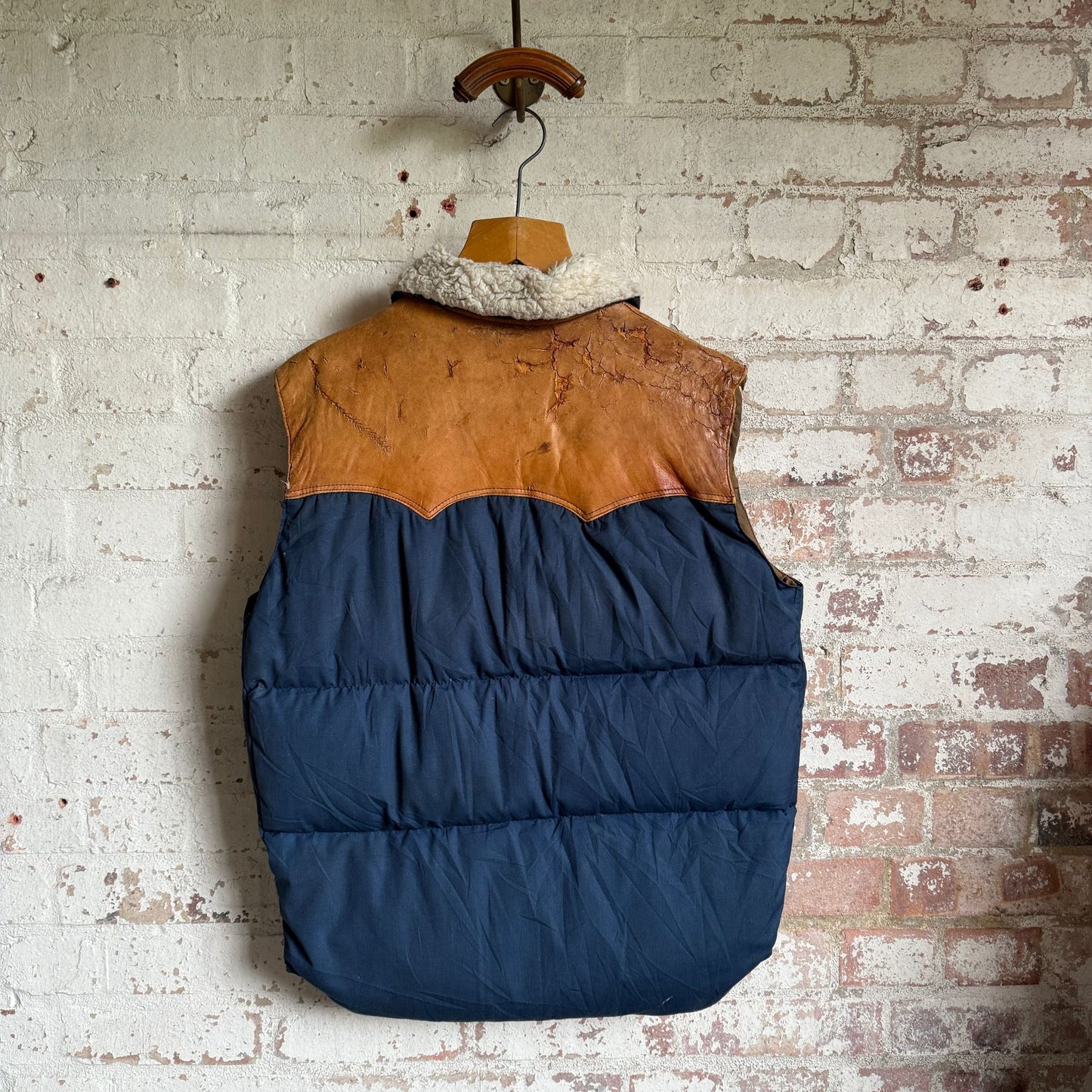 1970s American Outback Nylon / Leather Puffer Gilet