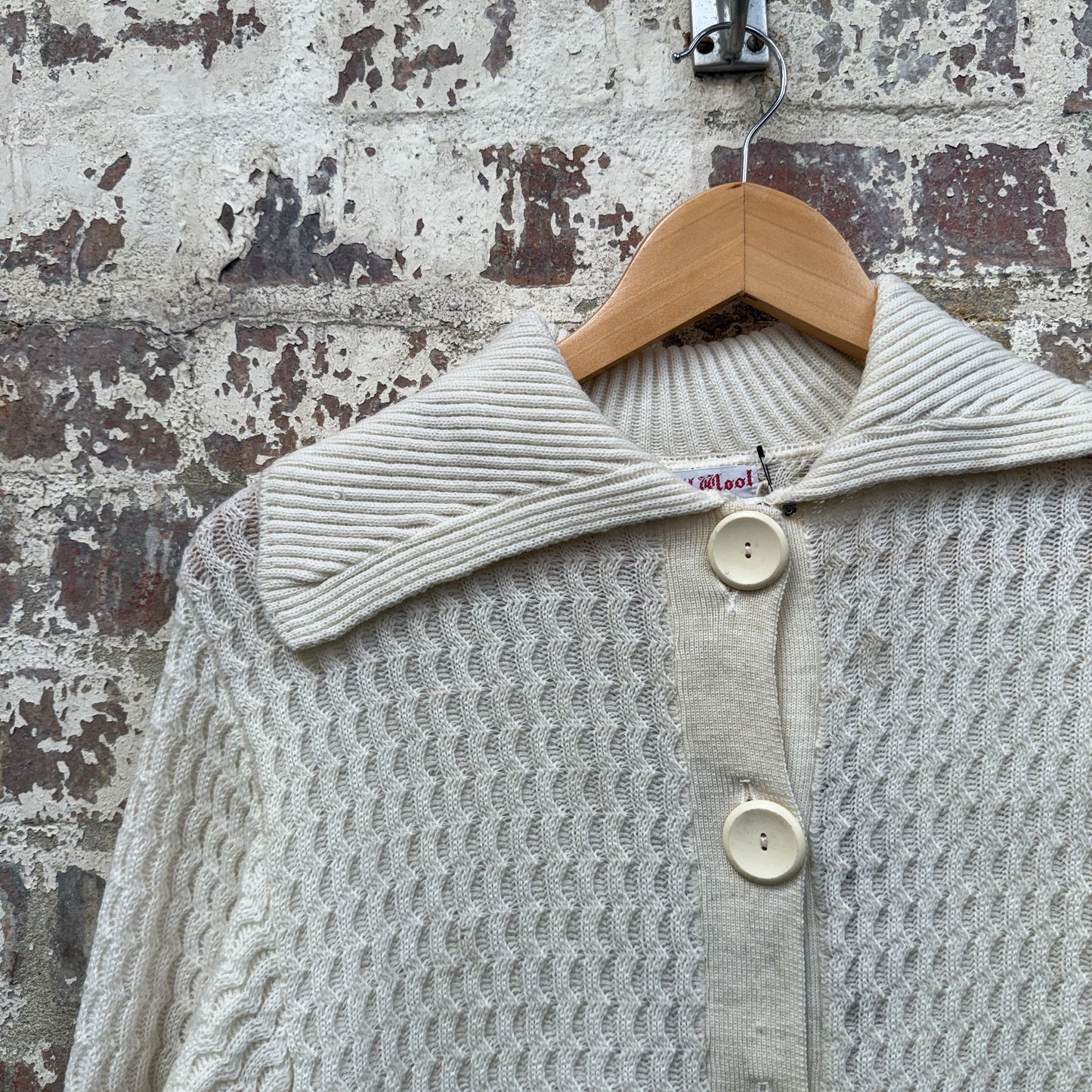 1970s Cream Knitted Cardigan Jumper