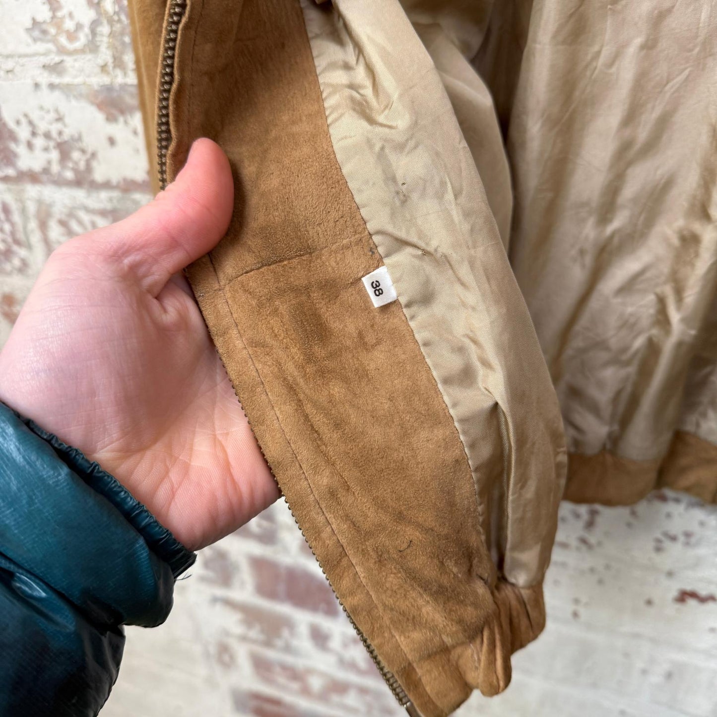 1970s Beige Suede Leather Bomber Jacket