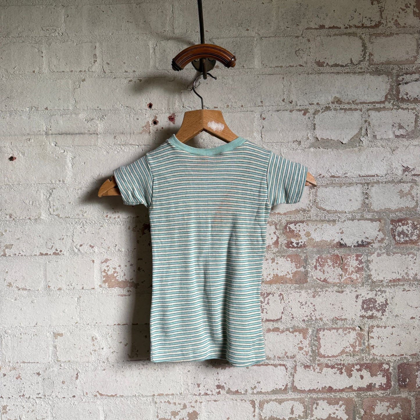 1960s 1970s Turquoise Striped Kids T-Shirt