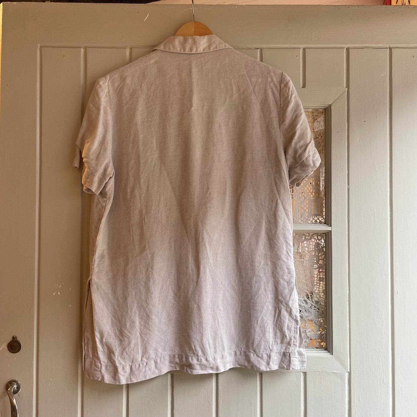 1970s Cream Linen Buttoned Shirt Blouse