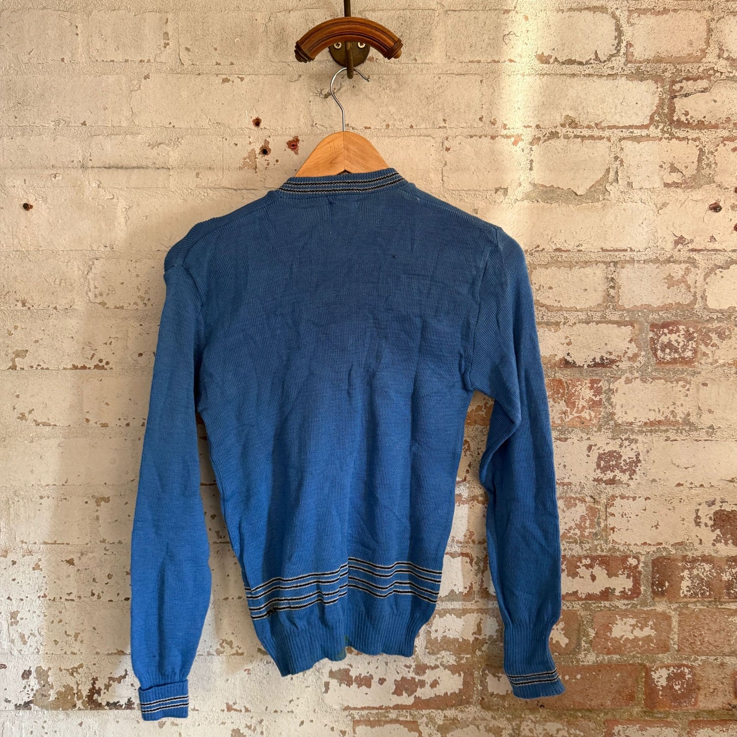 1940s Blue Wool Dead Stock Knitted Jumper