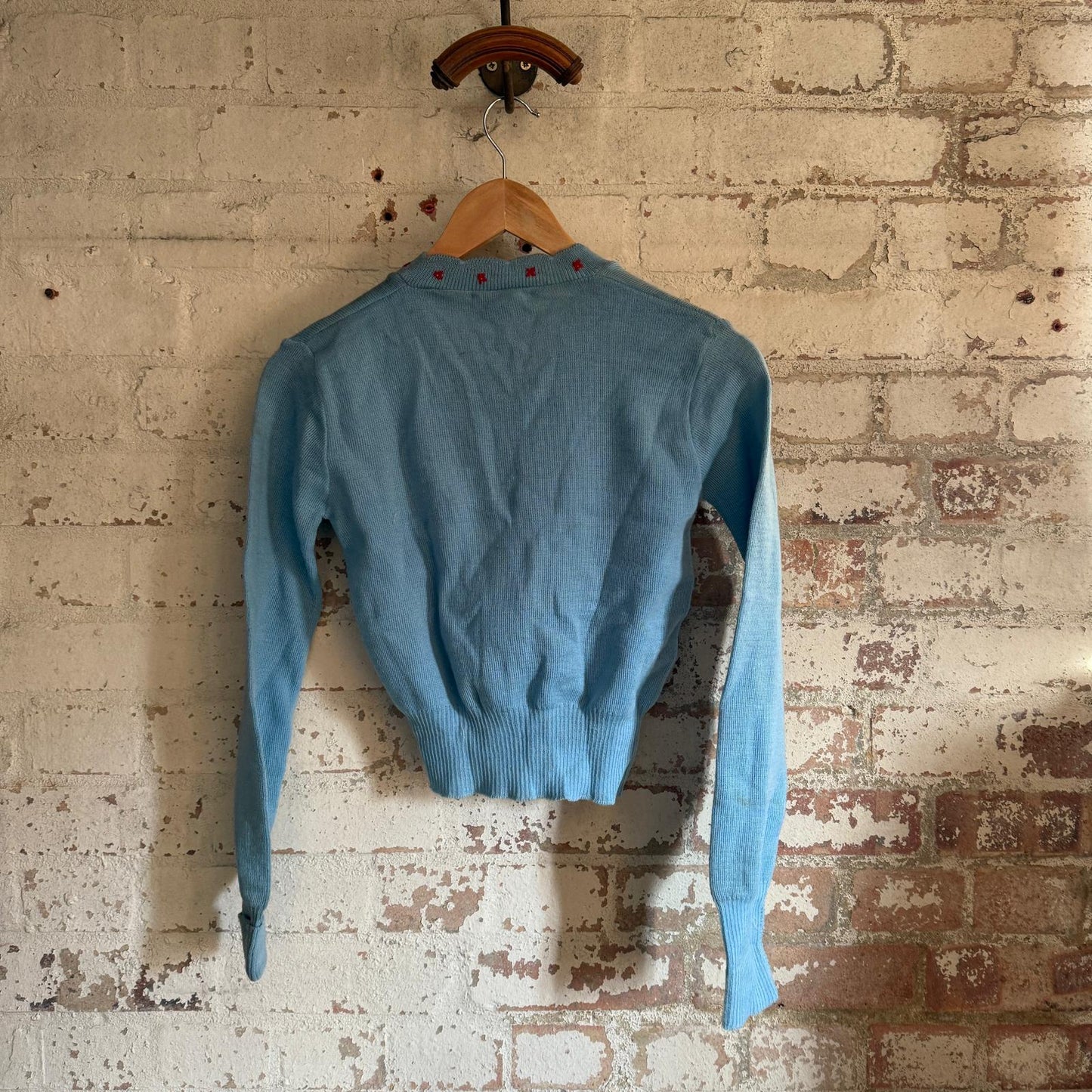 1940s Baby Blue Knitted British Cardigan Jumper