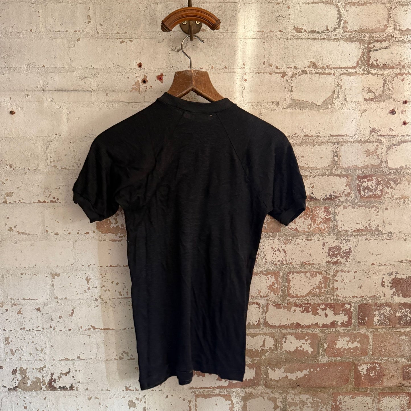 1960s 1970s Black Blank raglan T-shirt