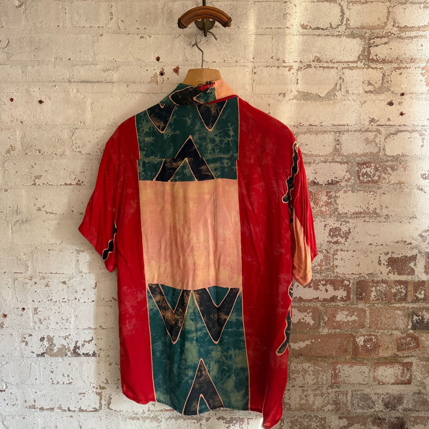 1980s Rayon Multicoloured Patterned Unusual Shirt