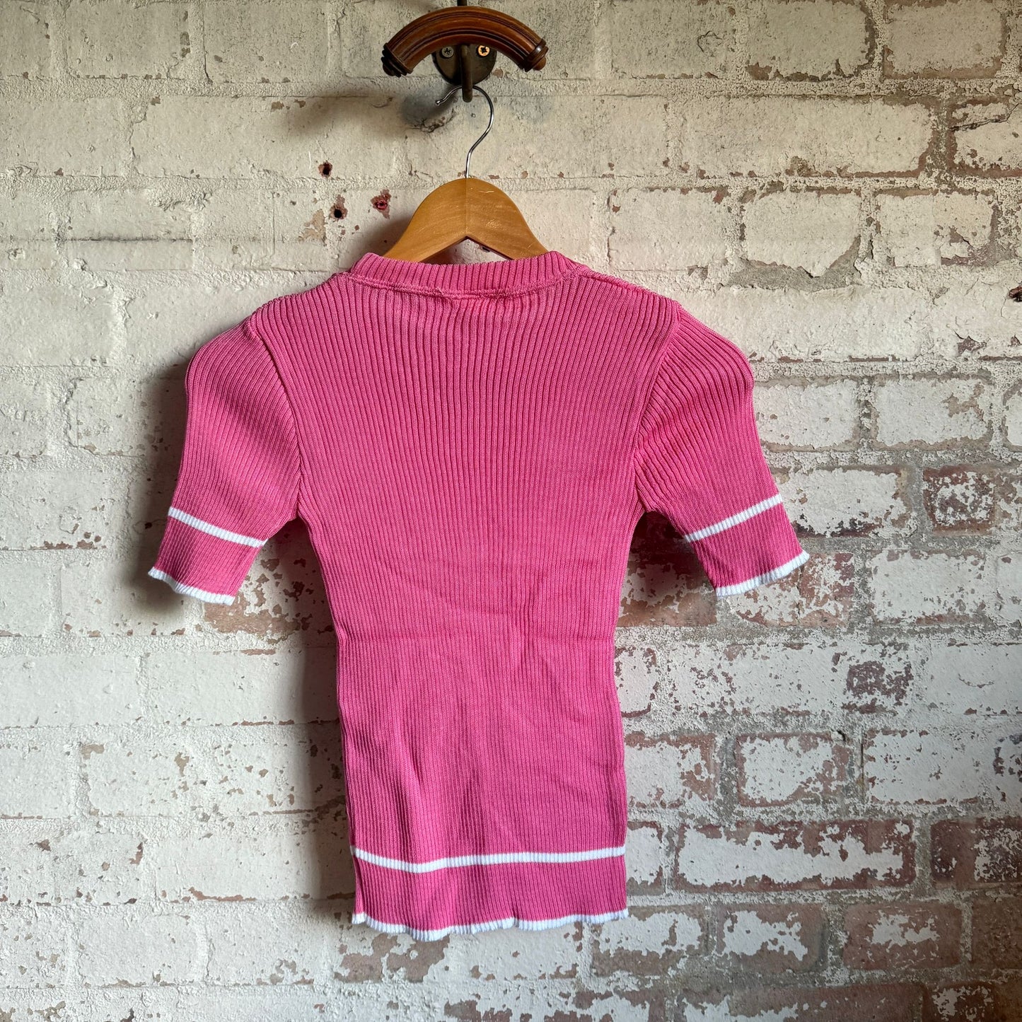 1970s Pink Knitted T-Shirt Top