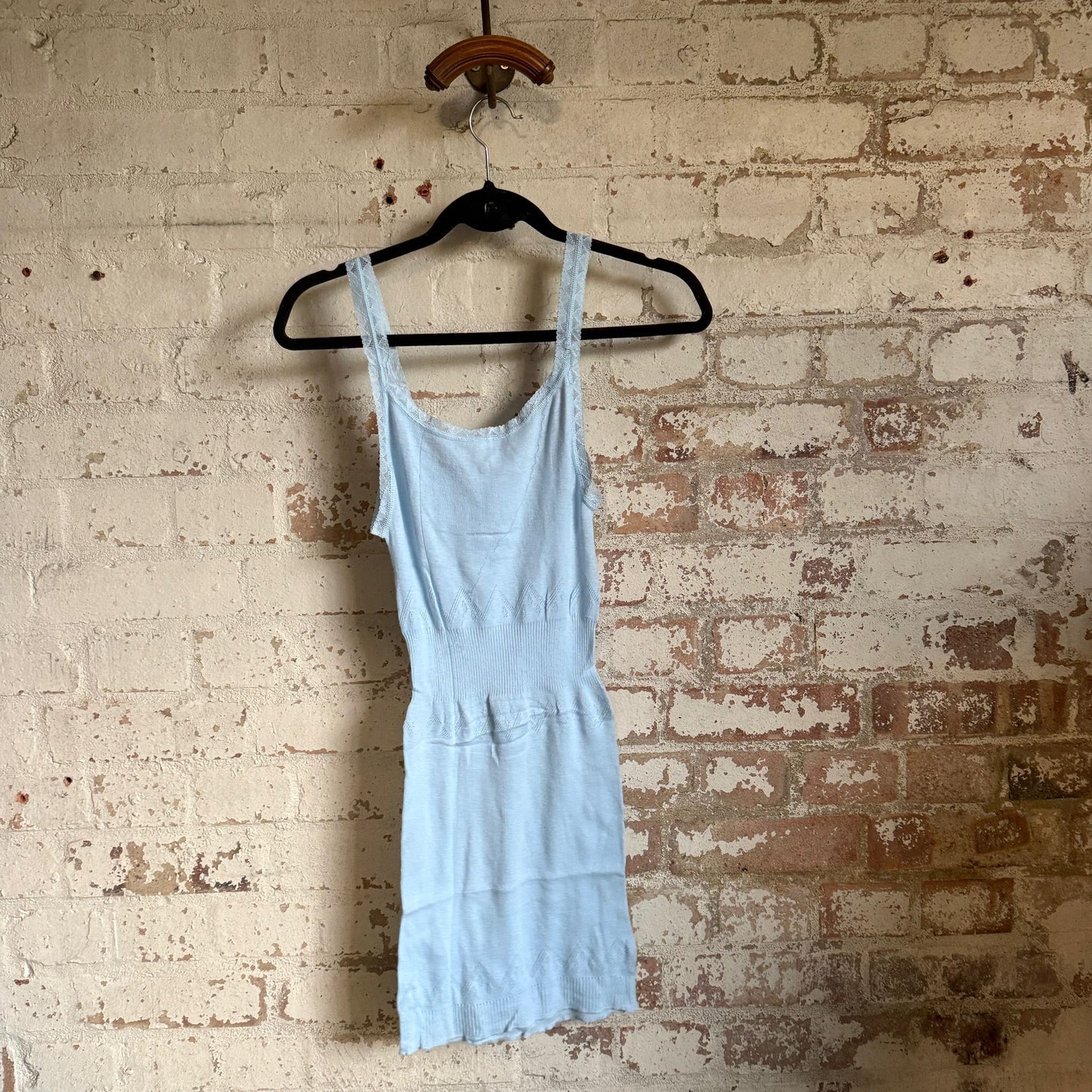 1950s Baby Blue Knitted Night Underwear Dress