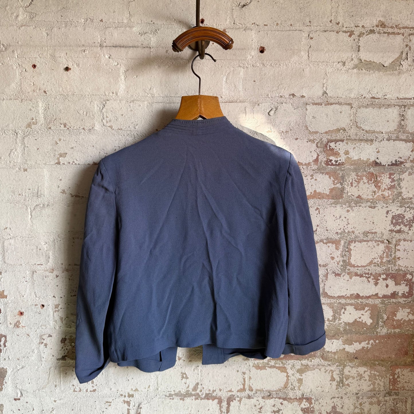 1940s Moss Crepe Blue Blouse Top