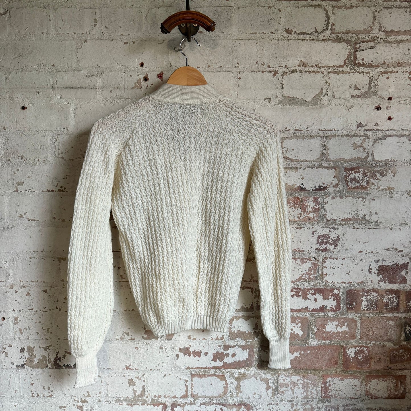 1950s Cream Knitted Wool Cardigan Jumper