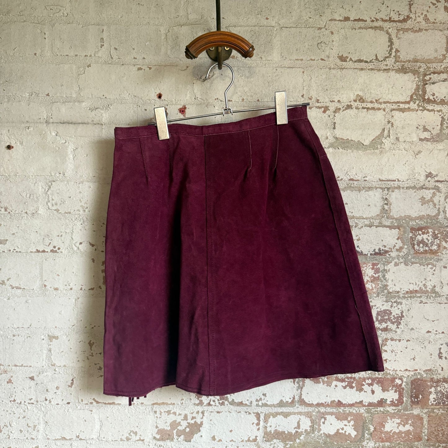 1970s Purple Tassel Western Suede Skirt