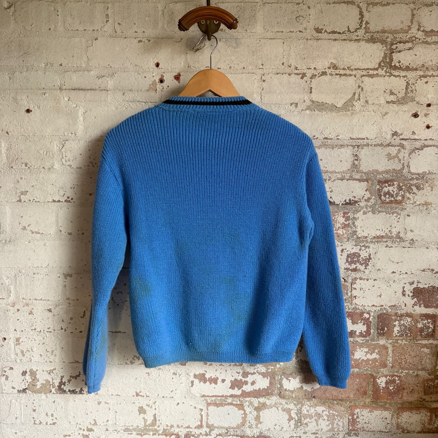 1960s Blue Wool Zip Cardigan Jumper