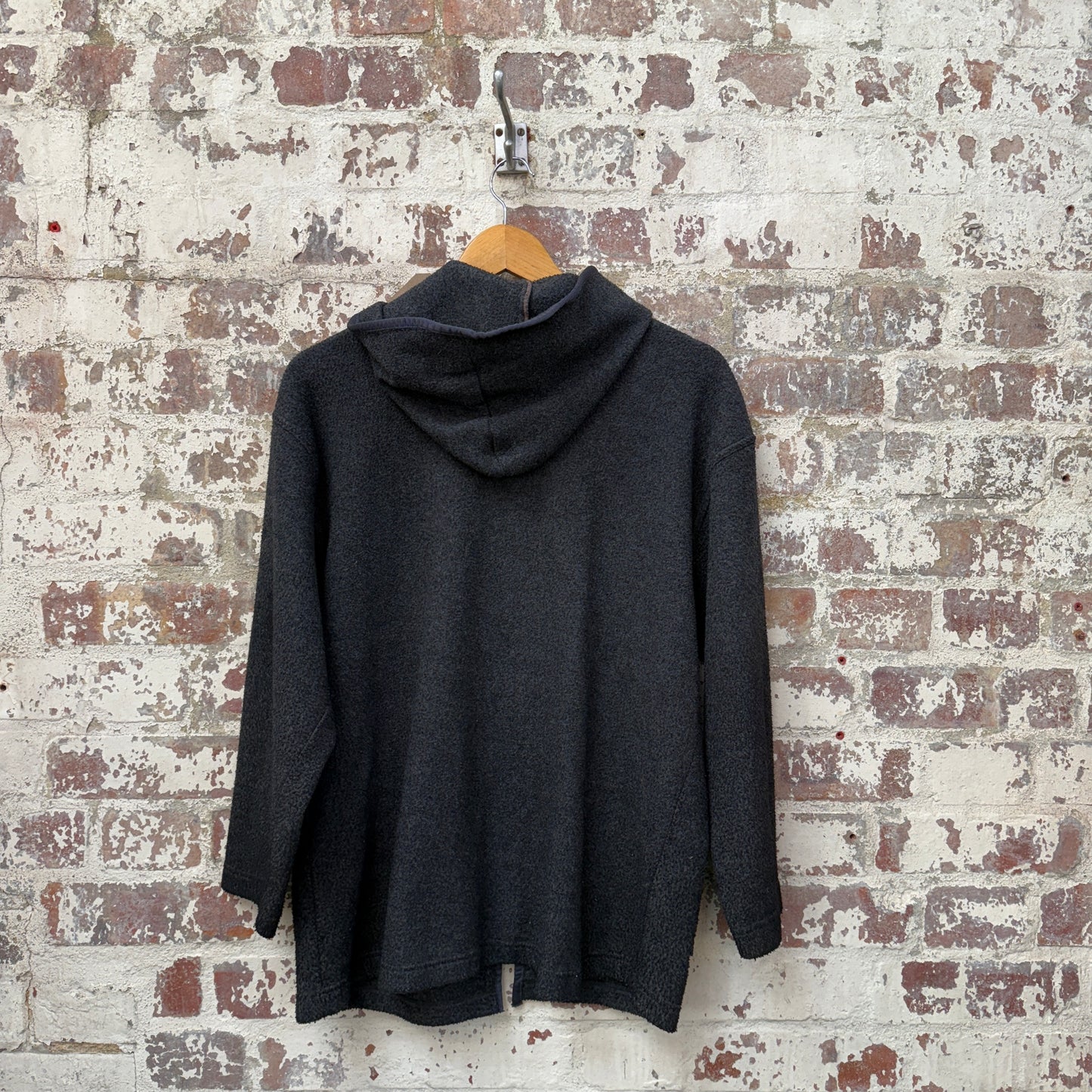 1990s Dark Grey NAF NAF Fleece Hoodie Jumper