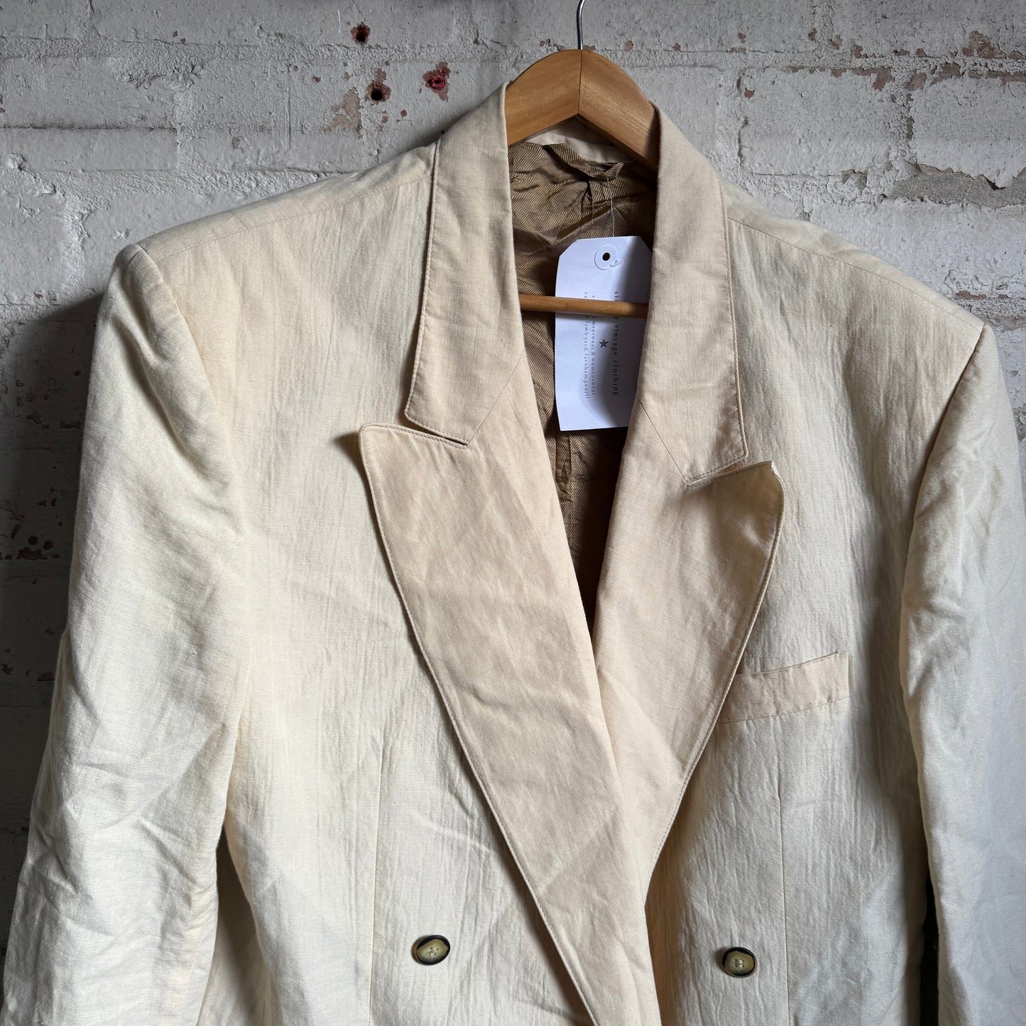 1980s Cream Double Breasted New man Blazer Jacket