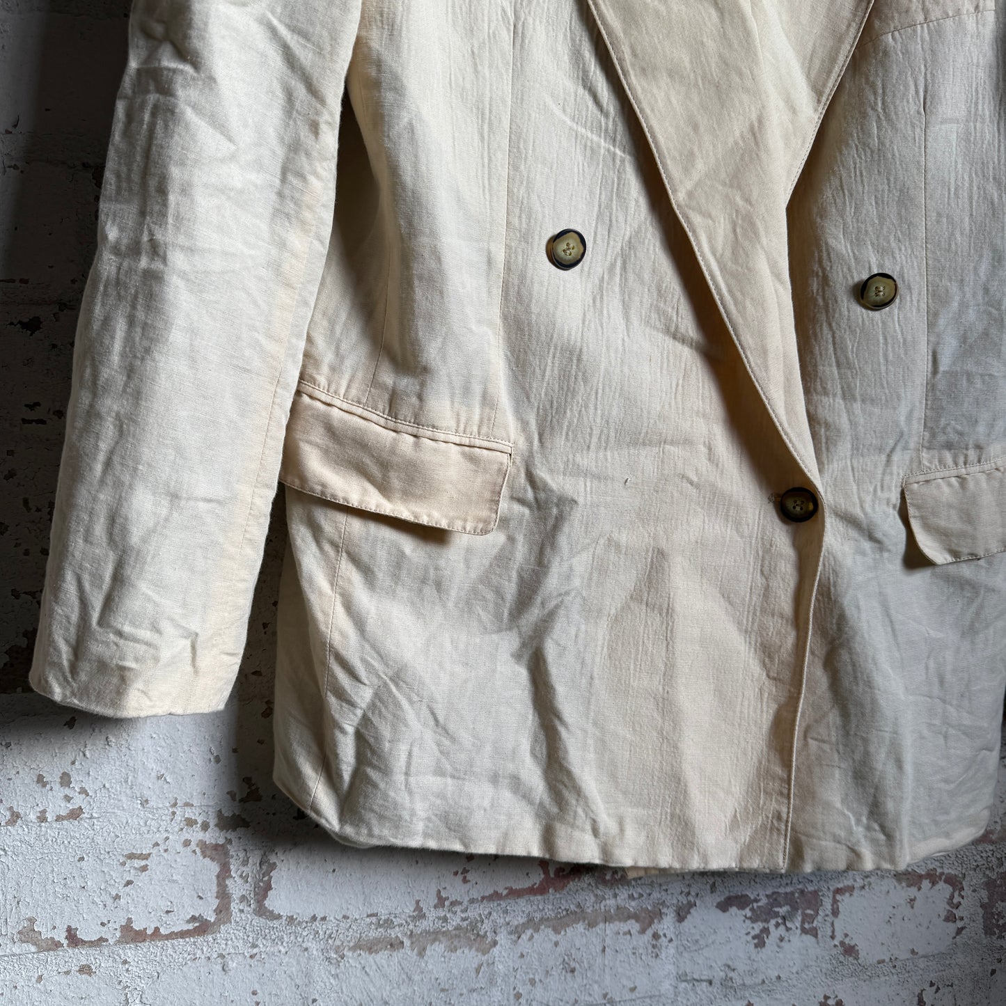 1980s Cream Double Breasted New man Blazer Jacket
