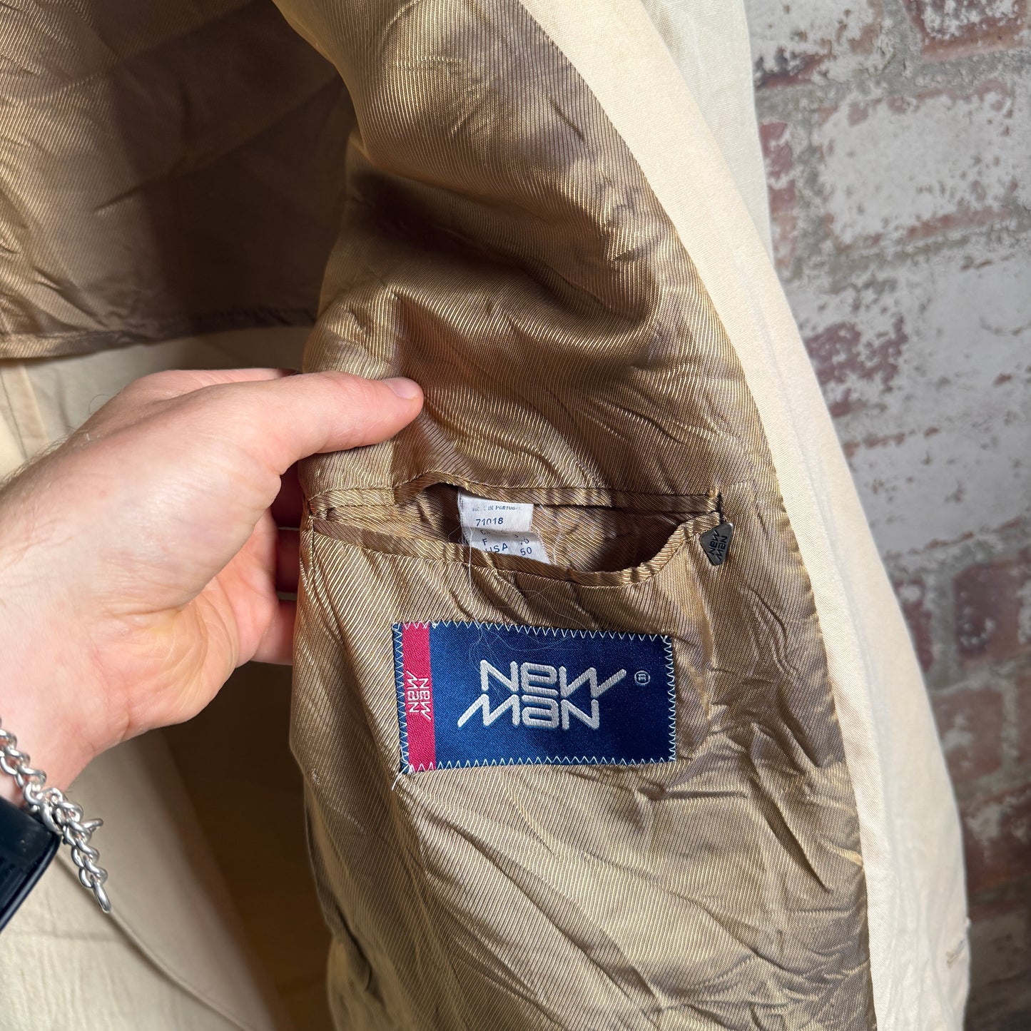 1980s Cream Double Breasted New man Blazer Jacket