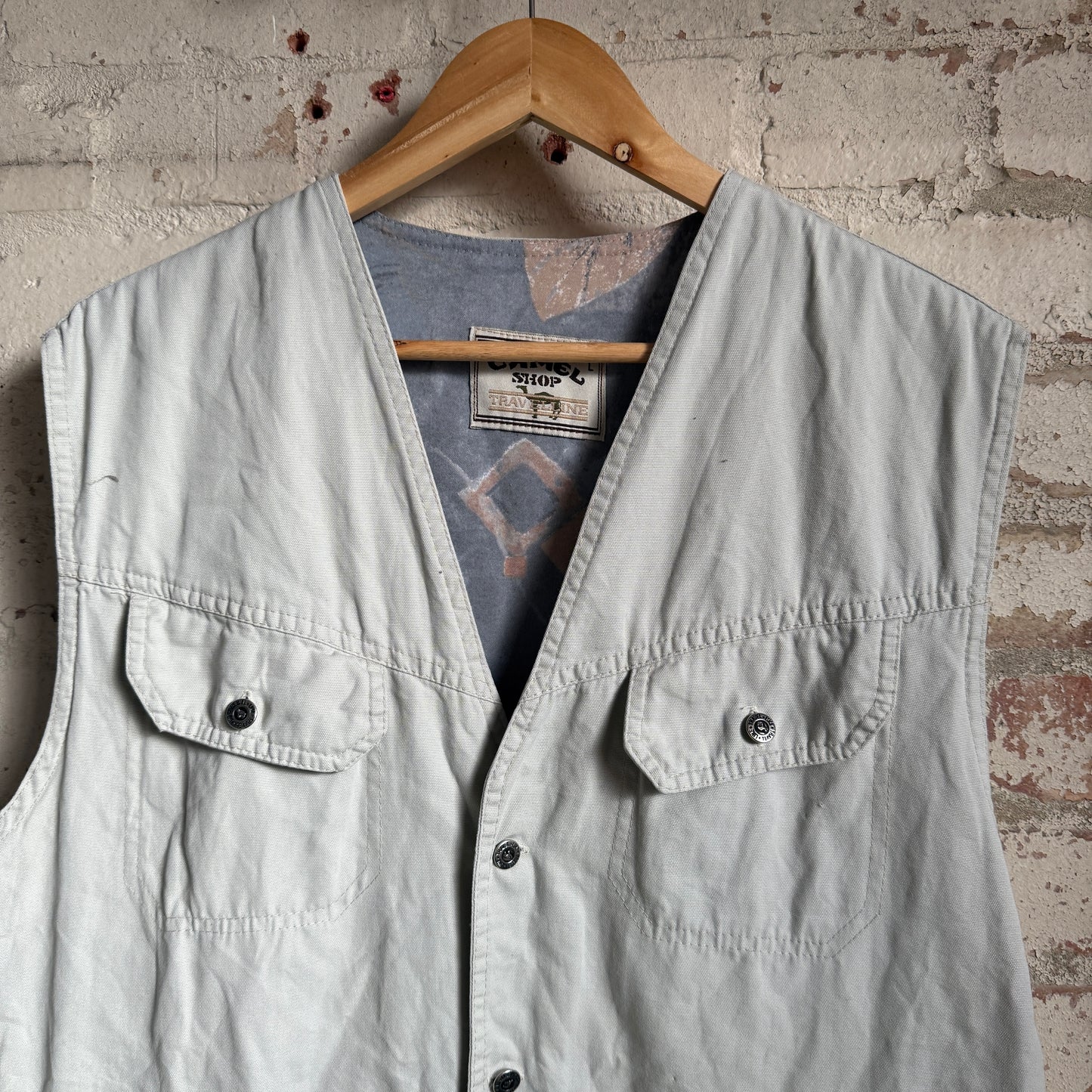 1990s Beige Camel Tactical Gilet JAcket