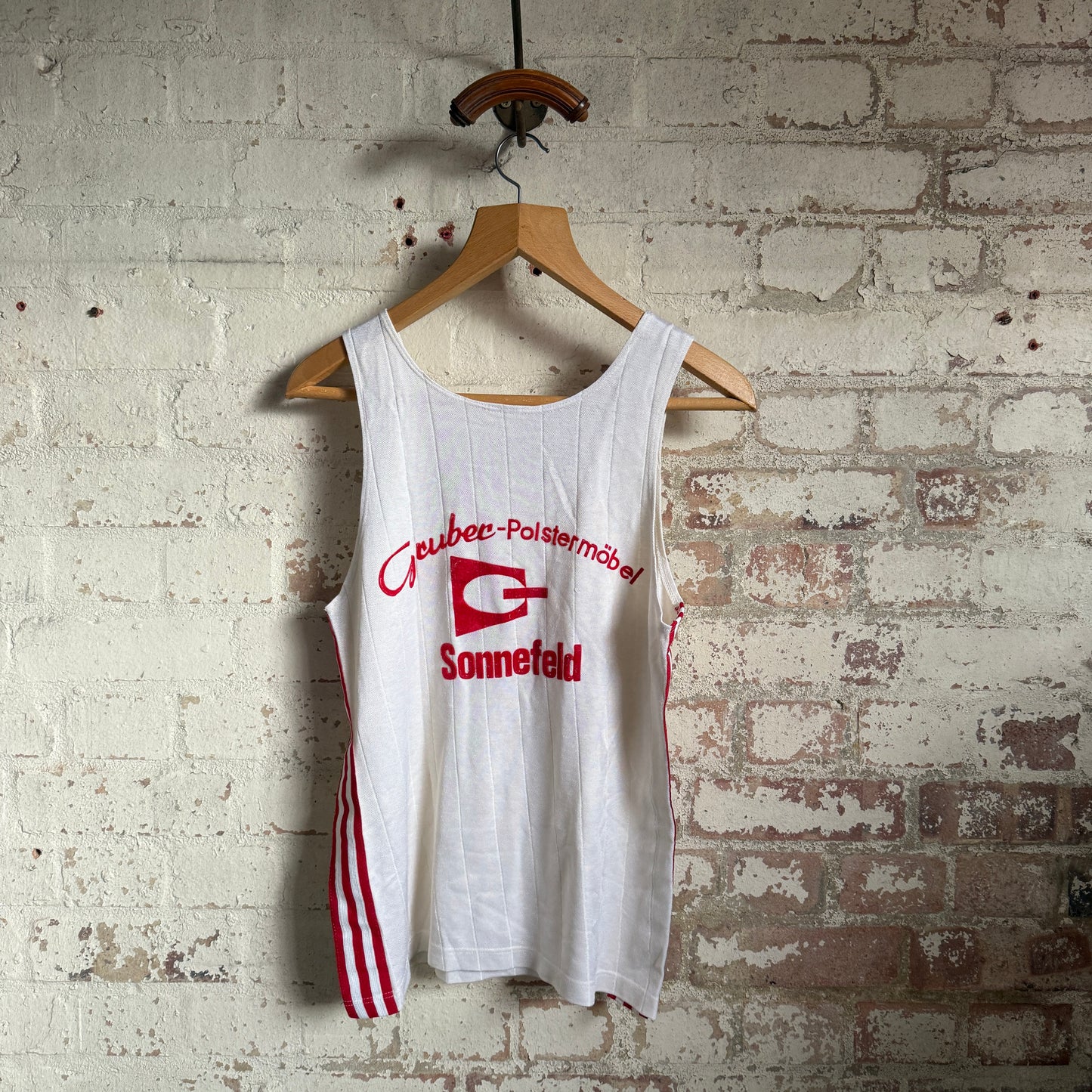 1980s White Adidas Sports Vest Top