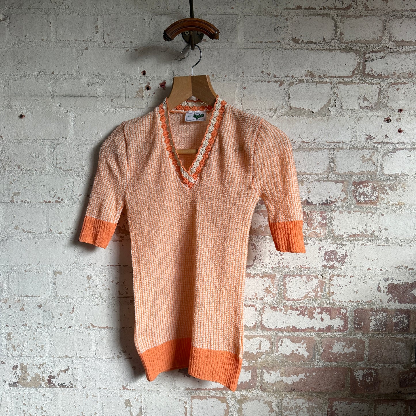 1970s Orange Knitted Blouse Shirt Top