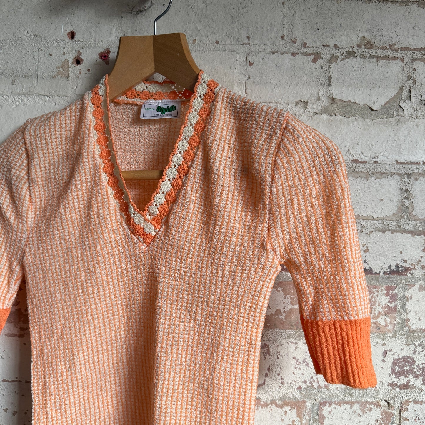 1970s Orange Knitted Blouse Shirt Top