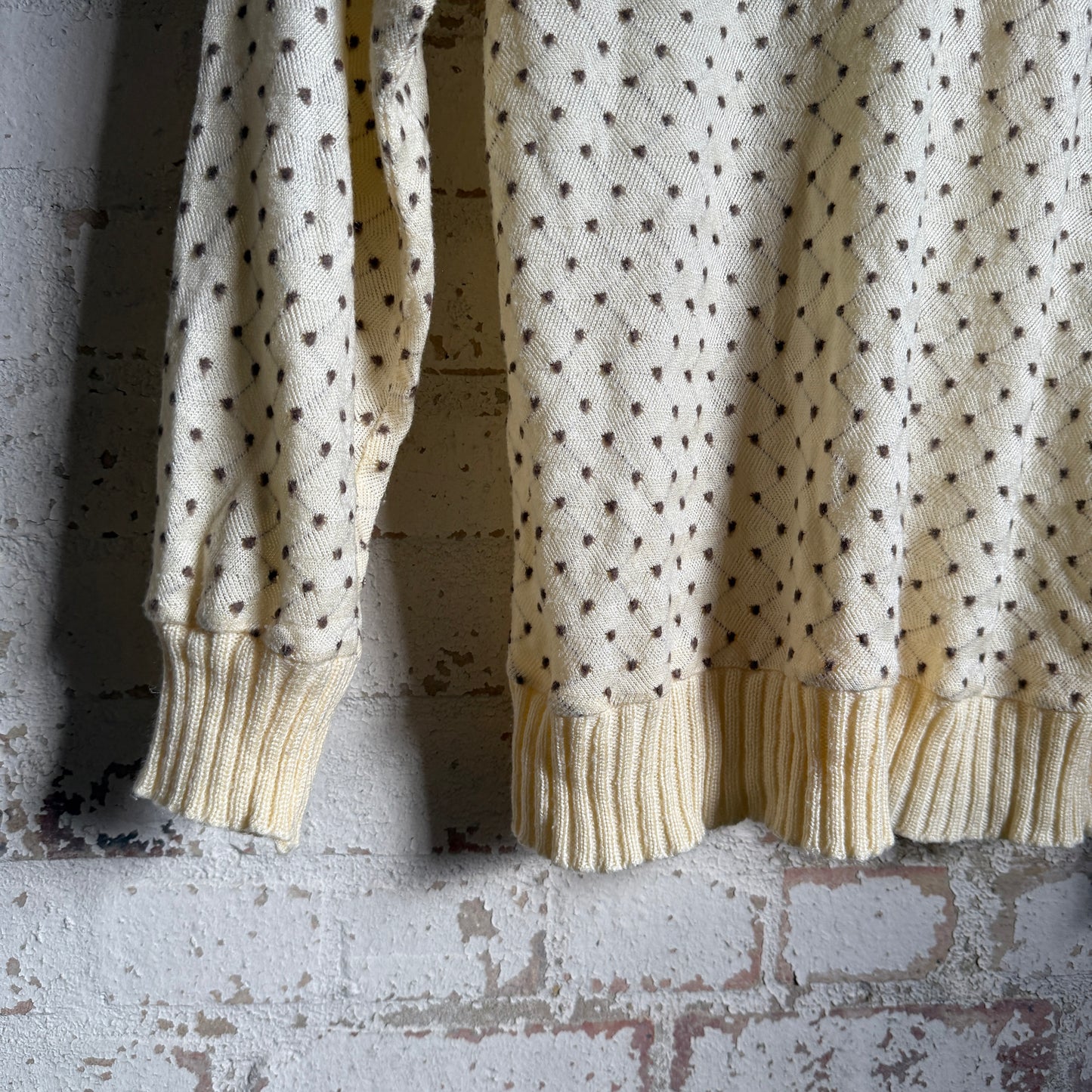1970s Cream Specked Collared Knitted Jumper