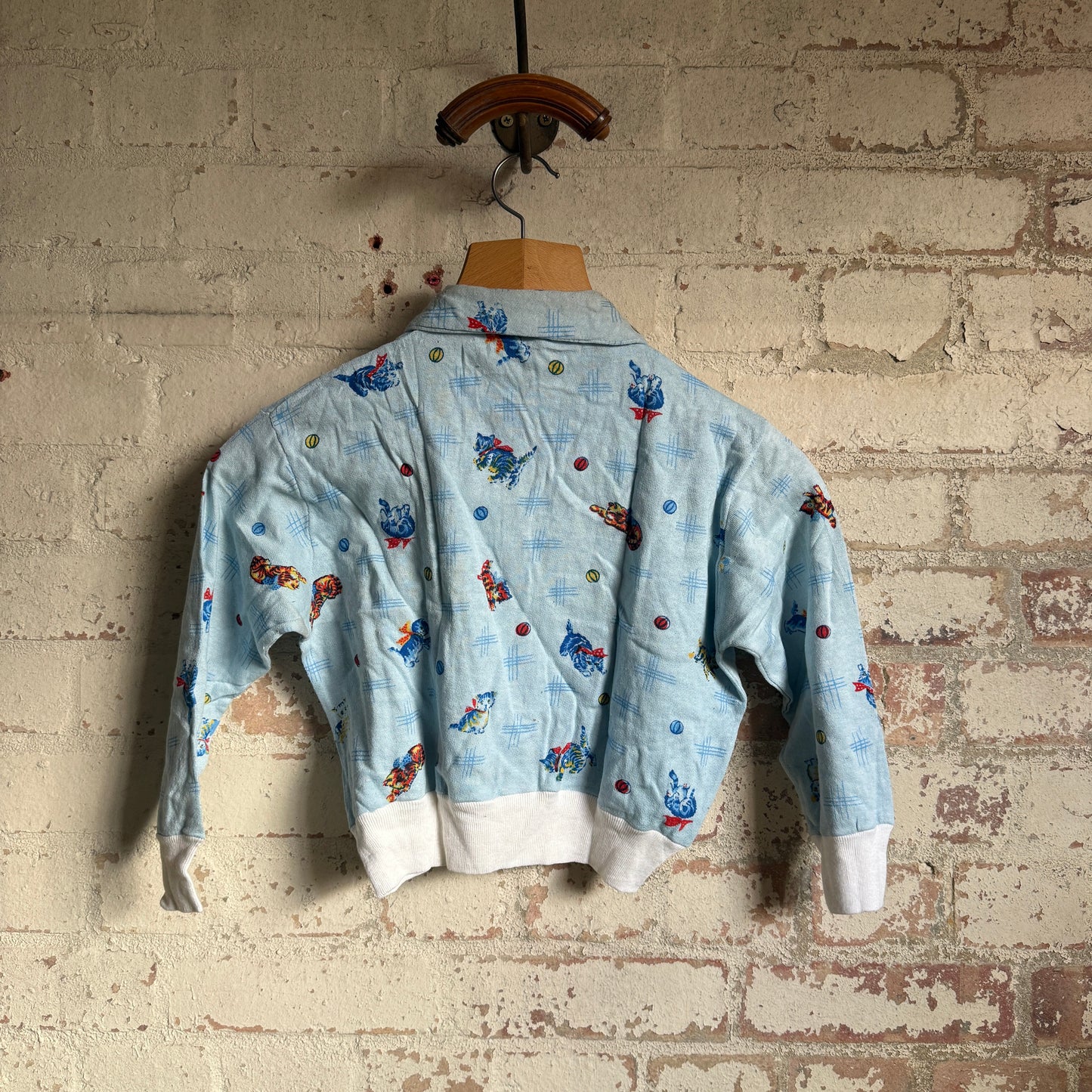 1960s Blue Printed Button Cardigan Jumper