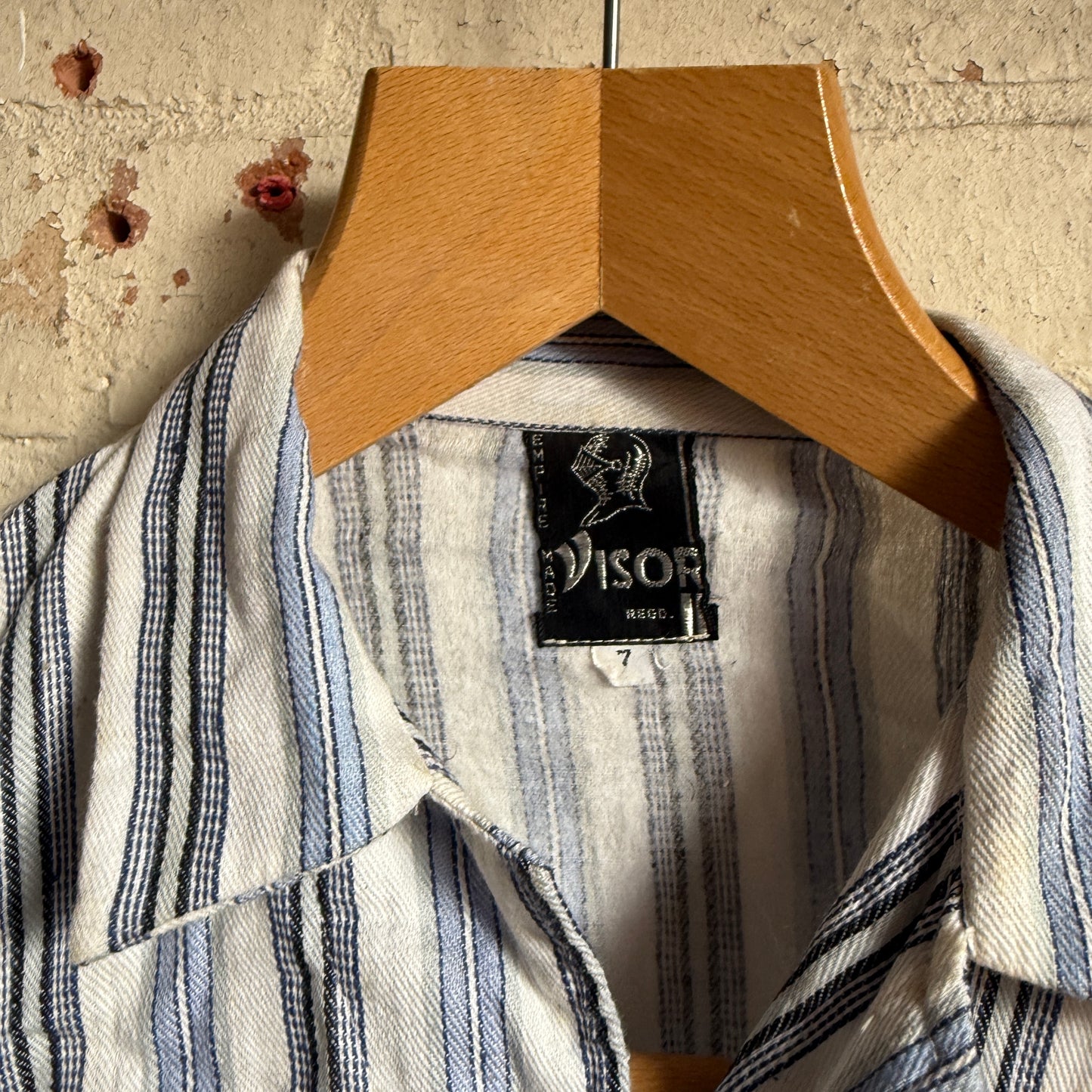 1970s Striped British Pyjama Button Shirt